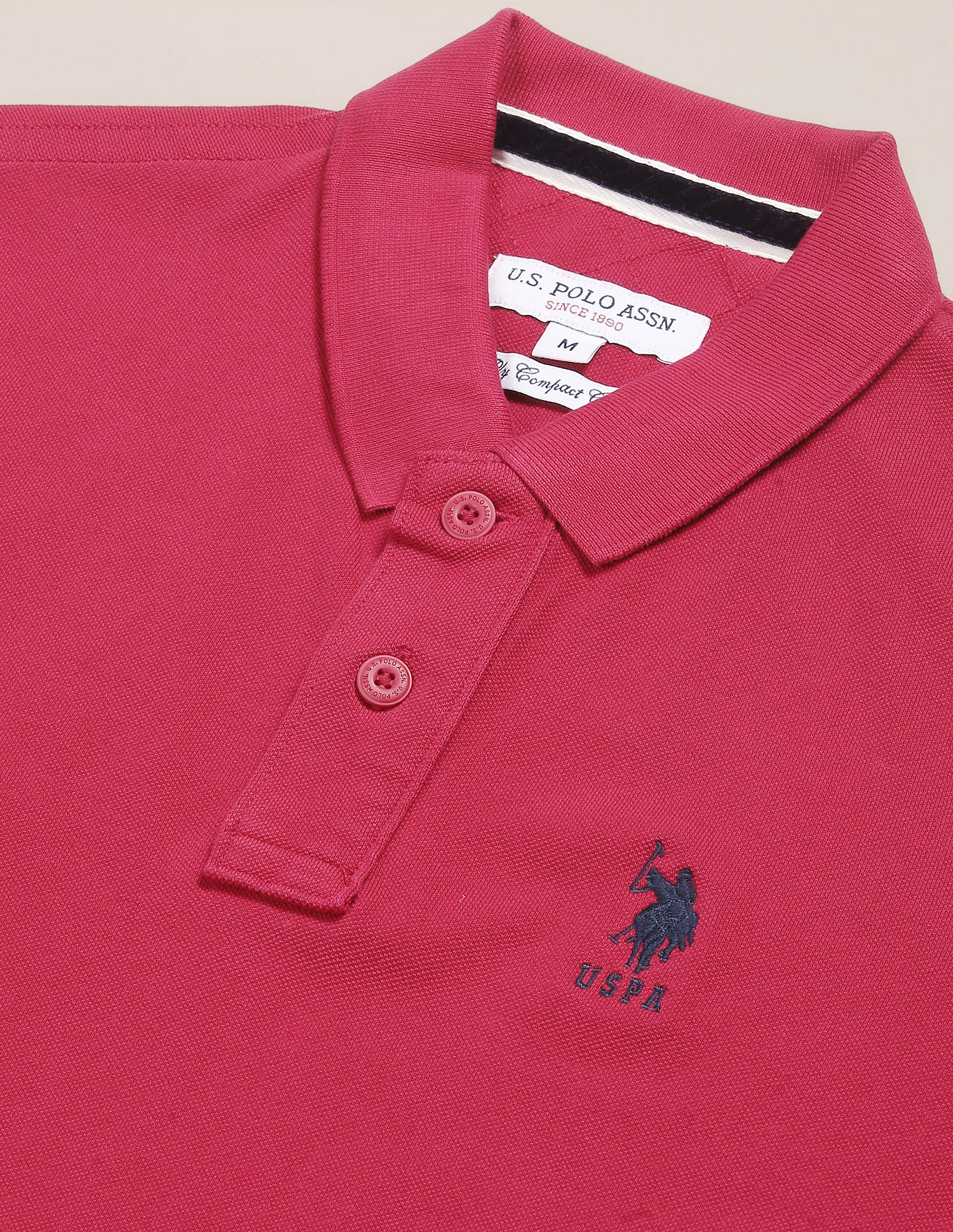Men Magenta Pure Cotton Solid Polo Shirt – U.S. Polo Assn. India