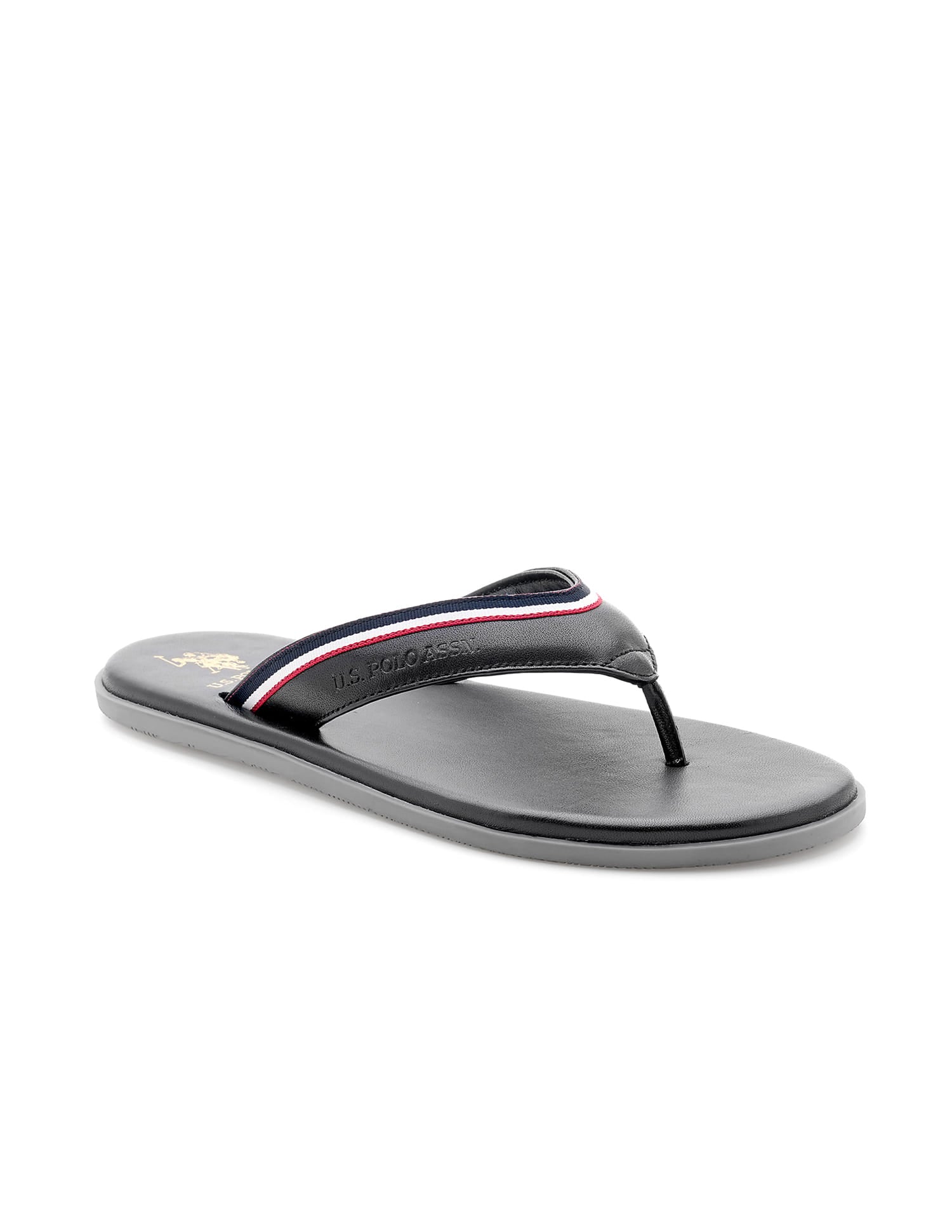 Men V-Strap Cornel Flip Flops Black - U.S. Polo Assn. India | Large