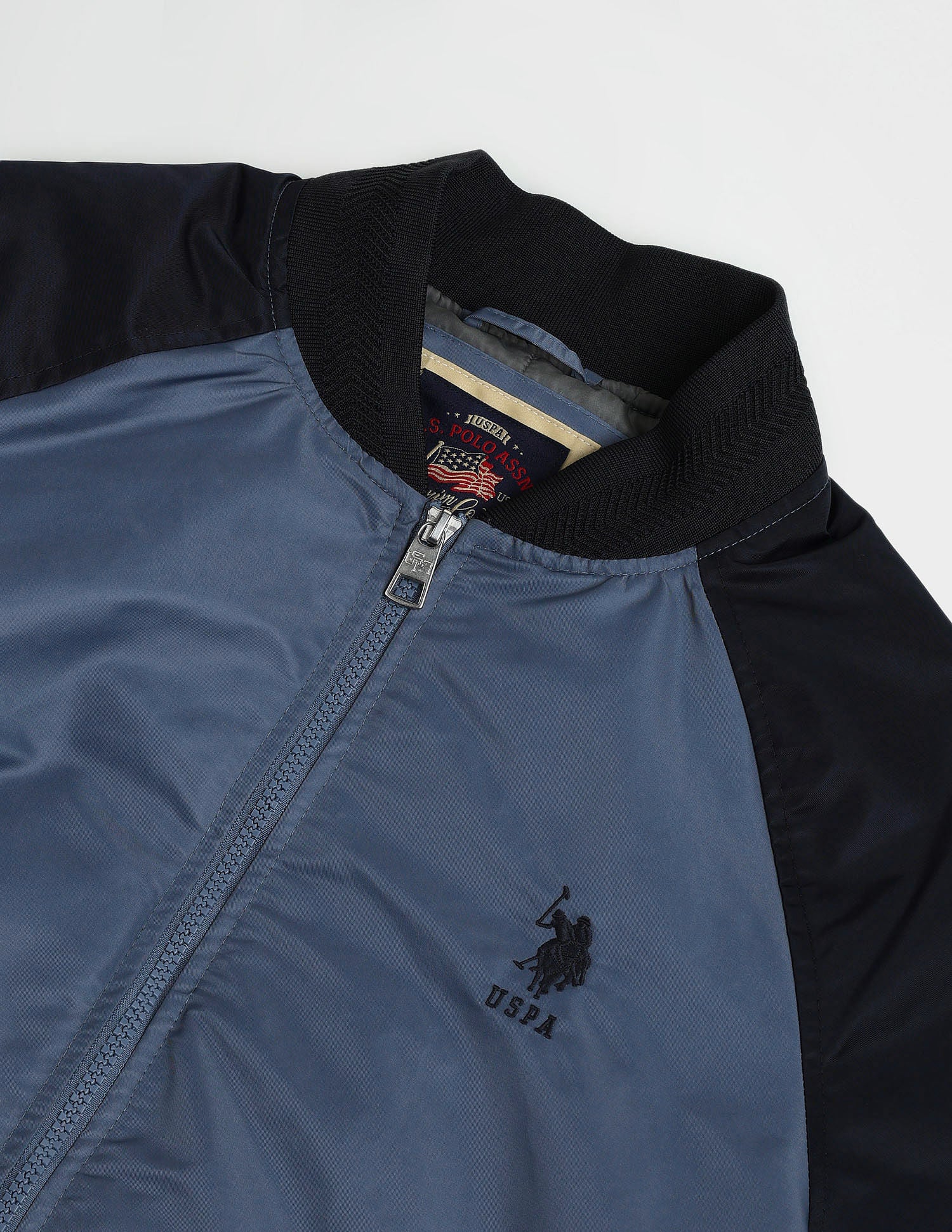 Regular Fit Solid Bomber Jacket Navy - U.S. Polo Assn. India | Large