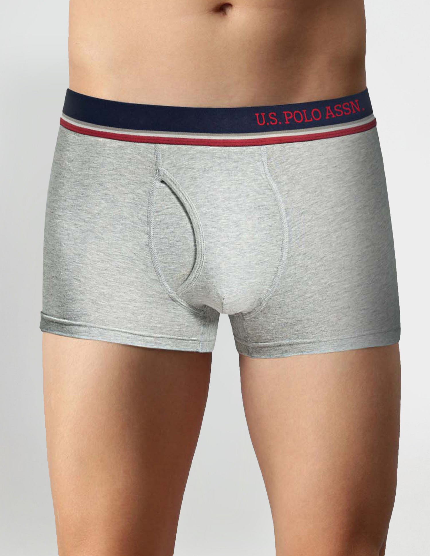 Solid Cotton Spandex I014 Trunks - Pack Of 2 Blue and Grey - U.S. POLO ASSN. | Large