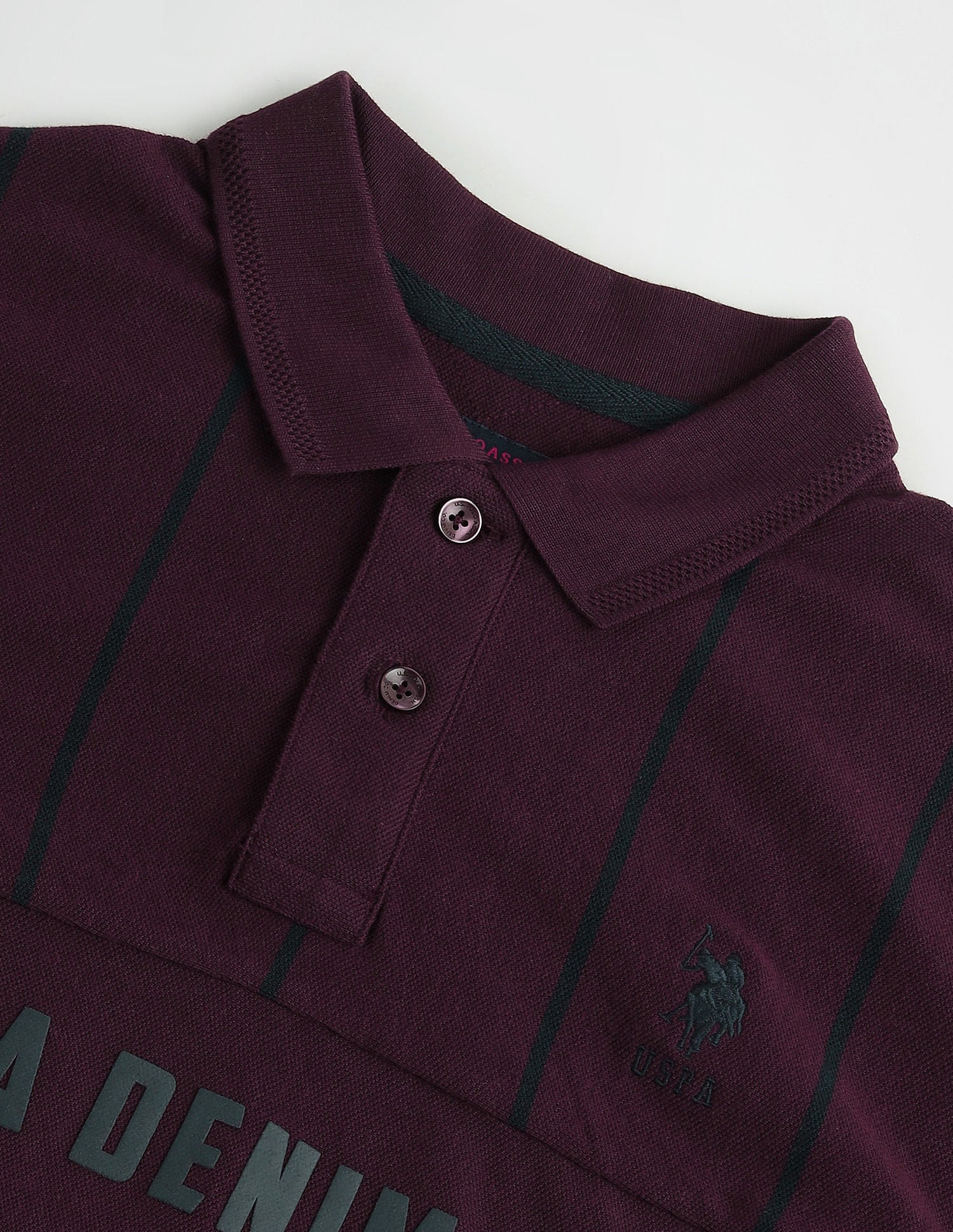 Vertical Striped Yarn Dyed Polo Shirt Wine - U.S. Polo Assn. India | Large