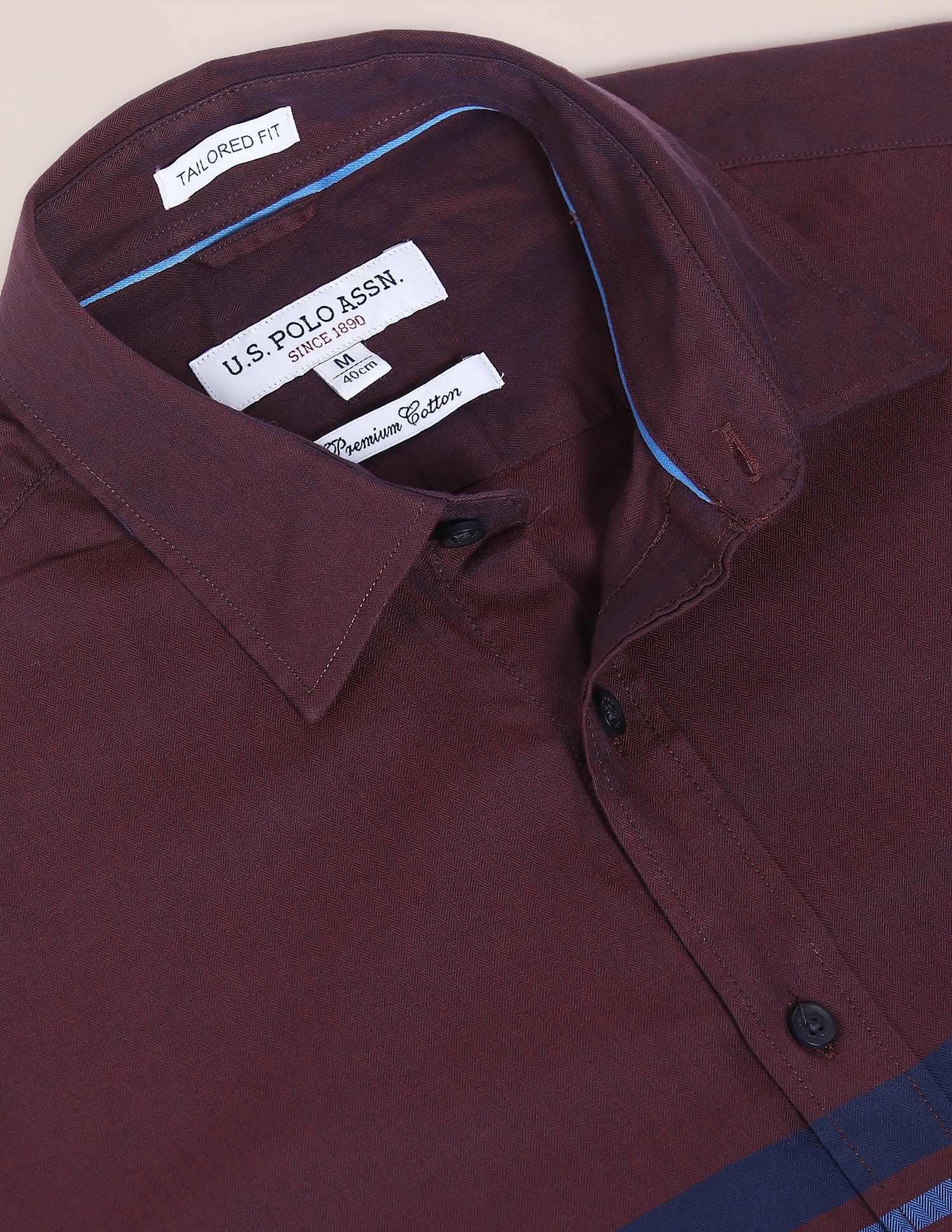 Spread Collar Striped Casual Shirt Maroon - U.S. Polo Assn. India | Large
