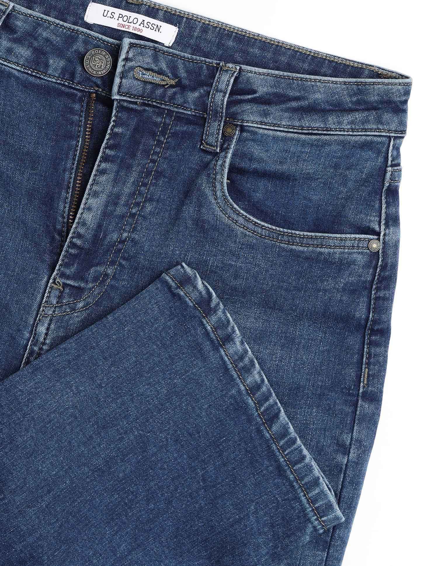 High Rise Straight Fit Jeans Dark Blue - U.S. POLO ASSN. | Large