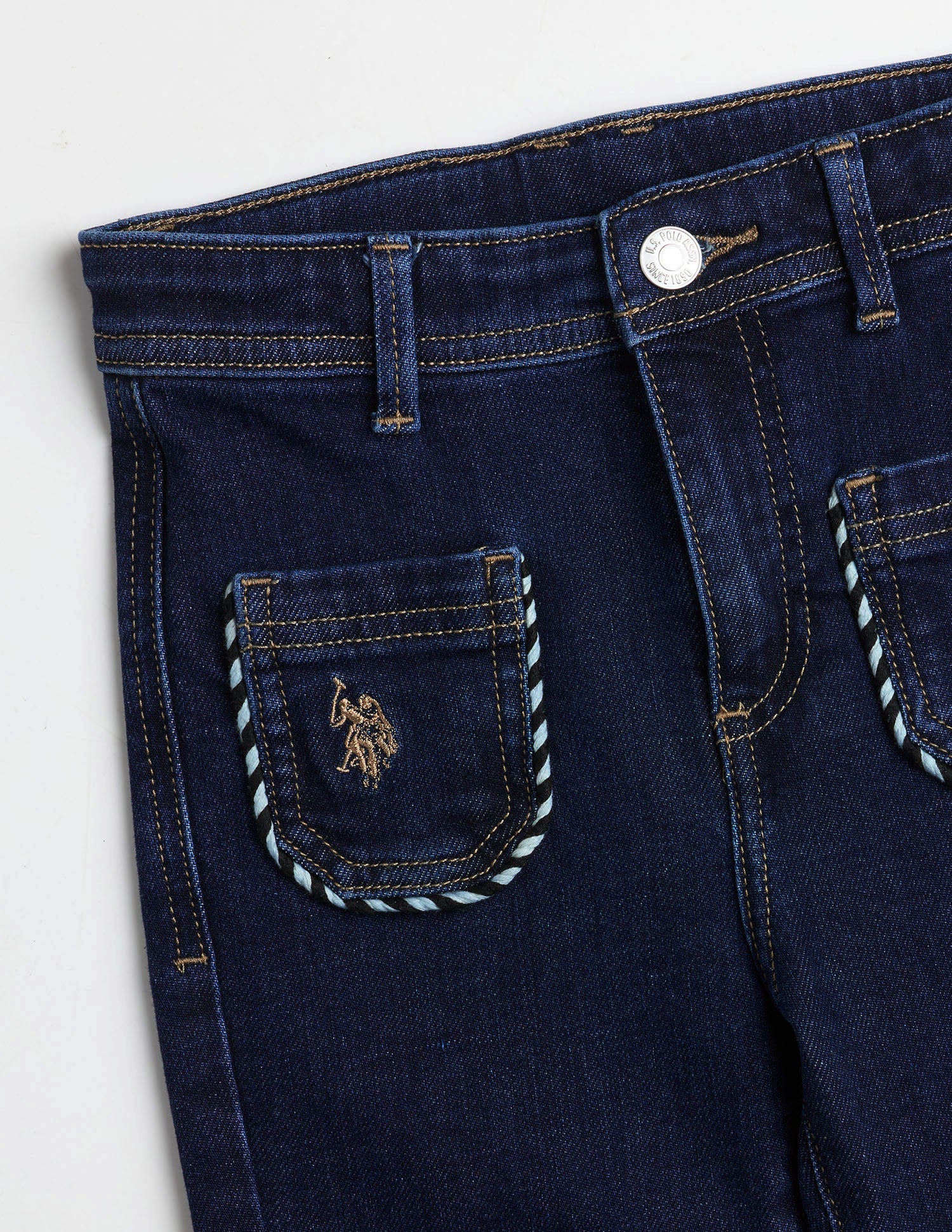 Girls Mid Rise Flared Fit Jeans Dark Blue - U.S. Polo Assn. India | Large