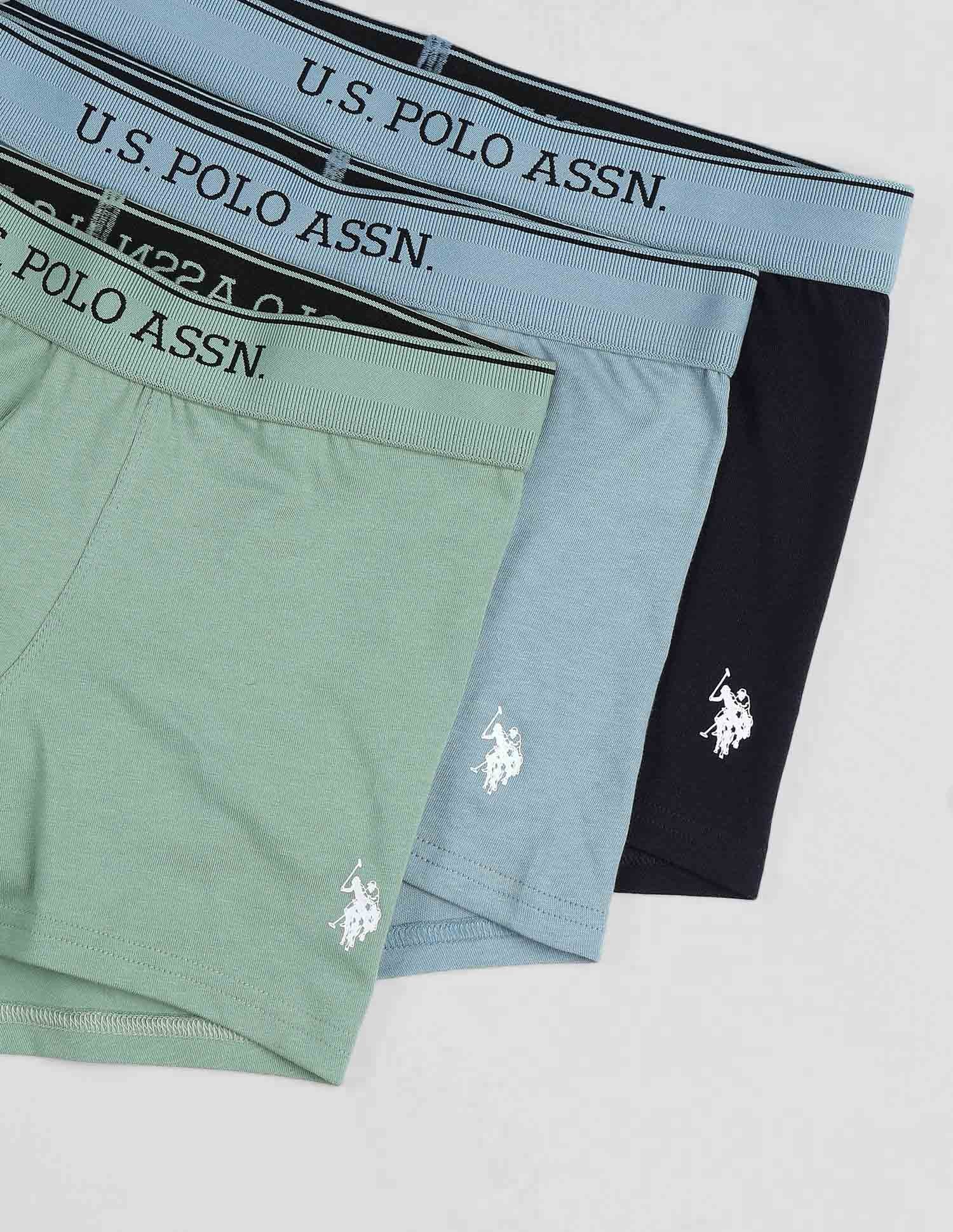 Mid Rise Solid OET15 Trunks - Pack Of 3 Navy, Stone Blue and Granite Green - U.S. POLO ASSN. | Large