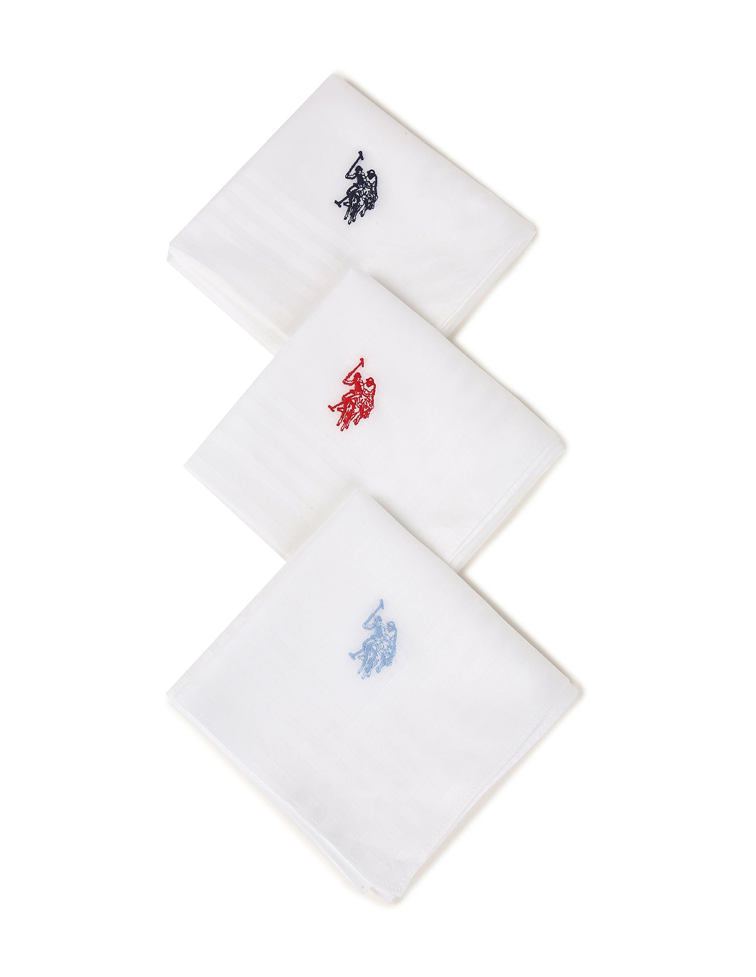 Pure Cotton Brand Logo Handkerchief - Pack Of 3 Assorted - U.S. POLO ASSN. | Large