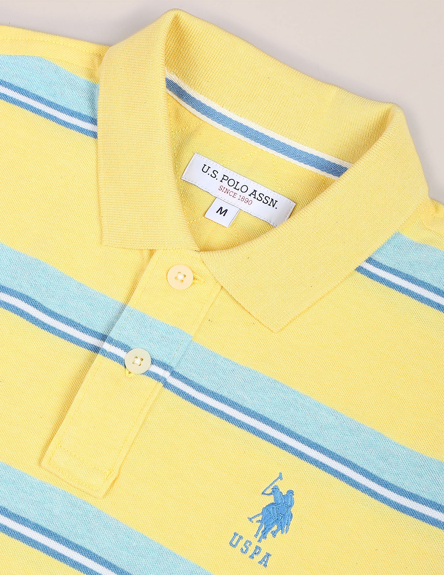 Signature Stripe Cotton Polo Shirt Yellow - U.S. Polo Assn. India | Large