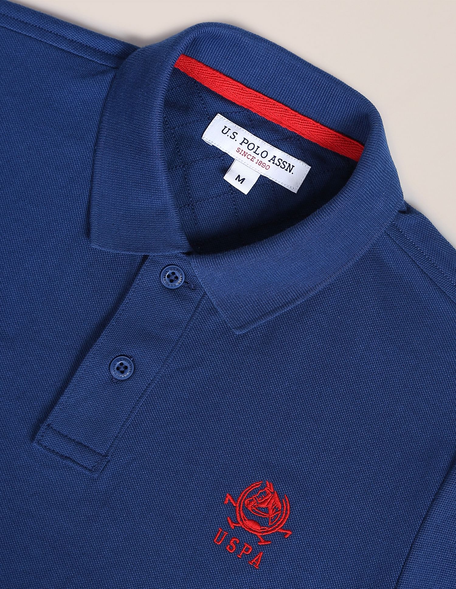 Solid Pique Knit Polo Shirt Dark Blue - U.S. POLO ASSN. | Large