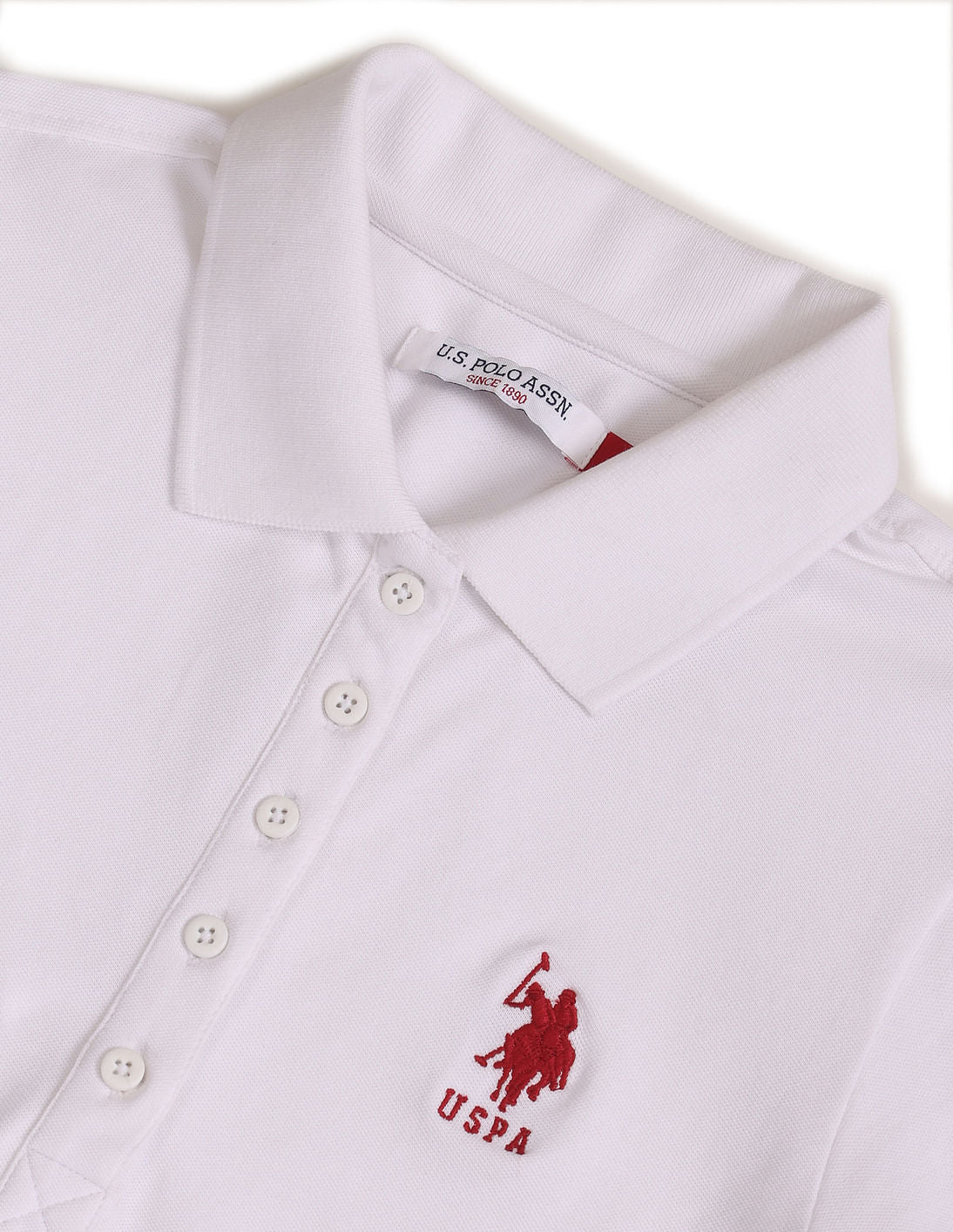 Brand Logo Solid Pique Polo Shirt White - U.S. POLO ASSN. | Large