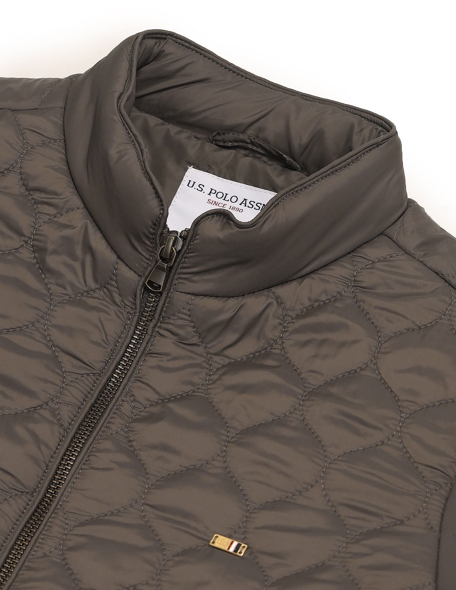 Stand Collar Quilted Jacket Brown - U.S. POLO ASSN. | Large