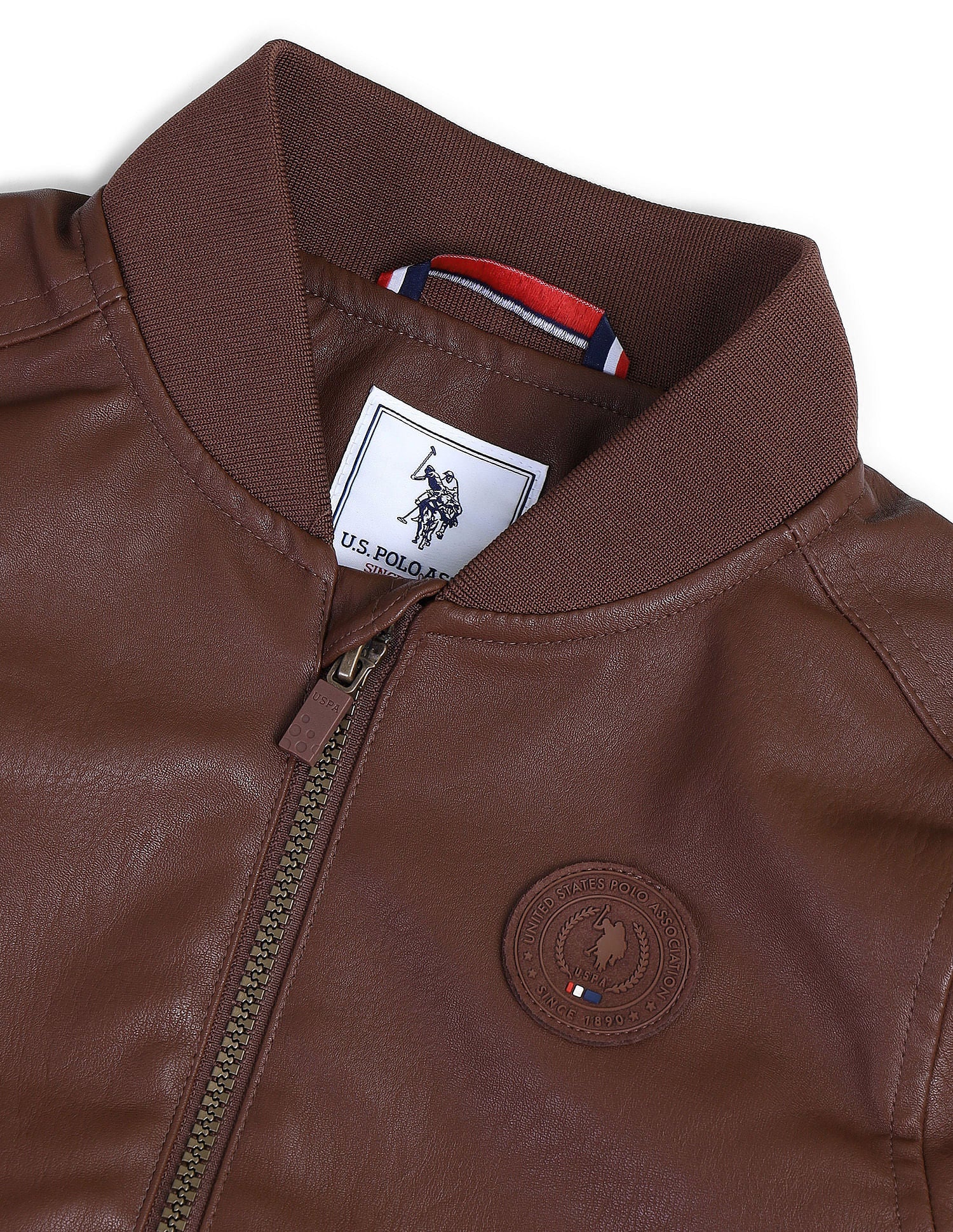 Boys Solid Bomber Jacket Brown - U.S. POLO ASSN. | Large