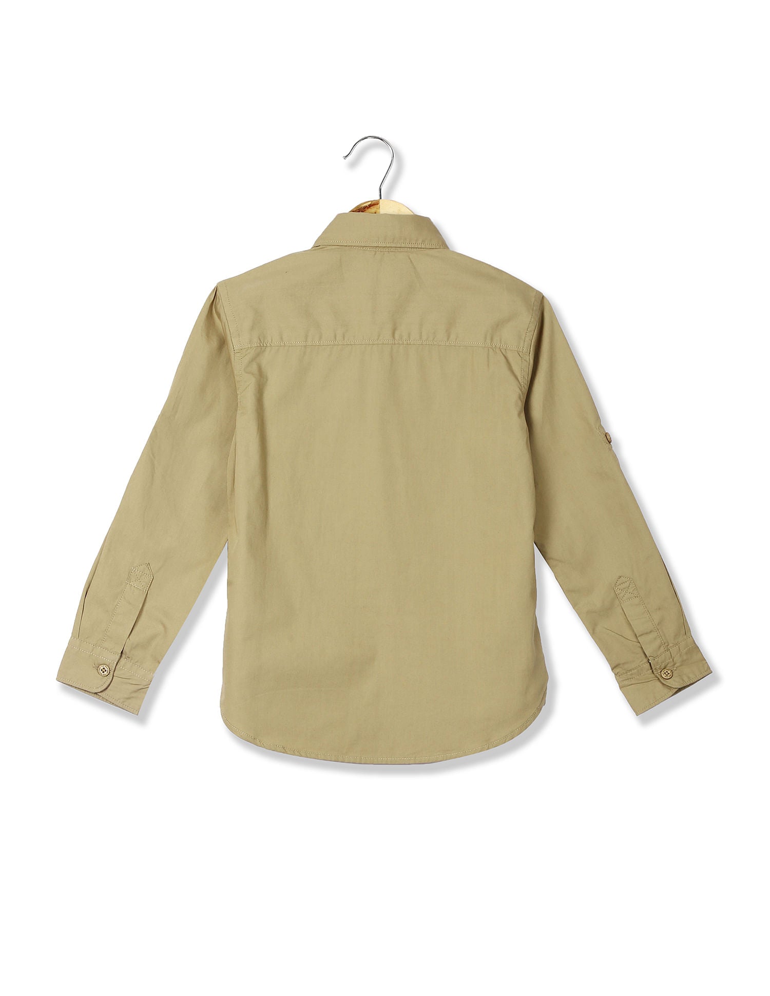 Boys Button-Down Collar Solid Shirt Khaki - U.S. Polo Assn. India | Large