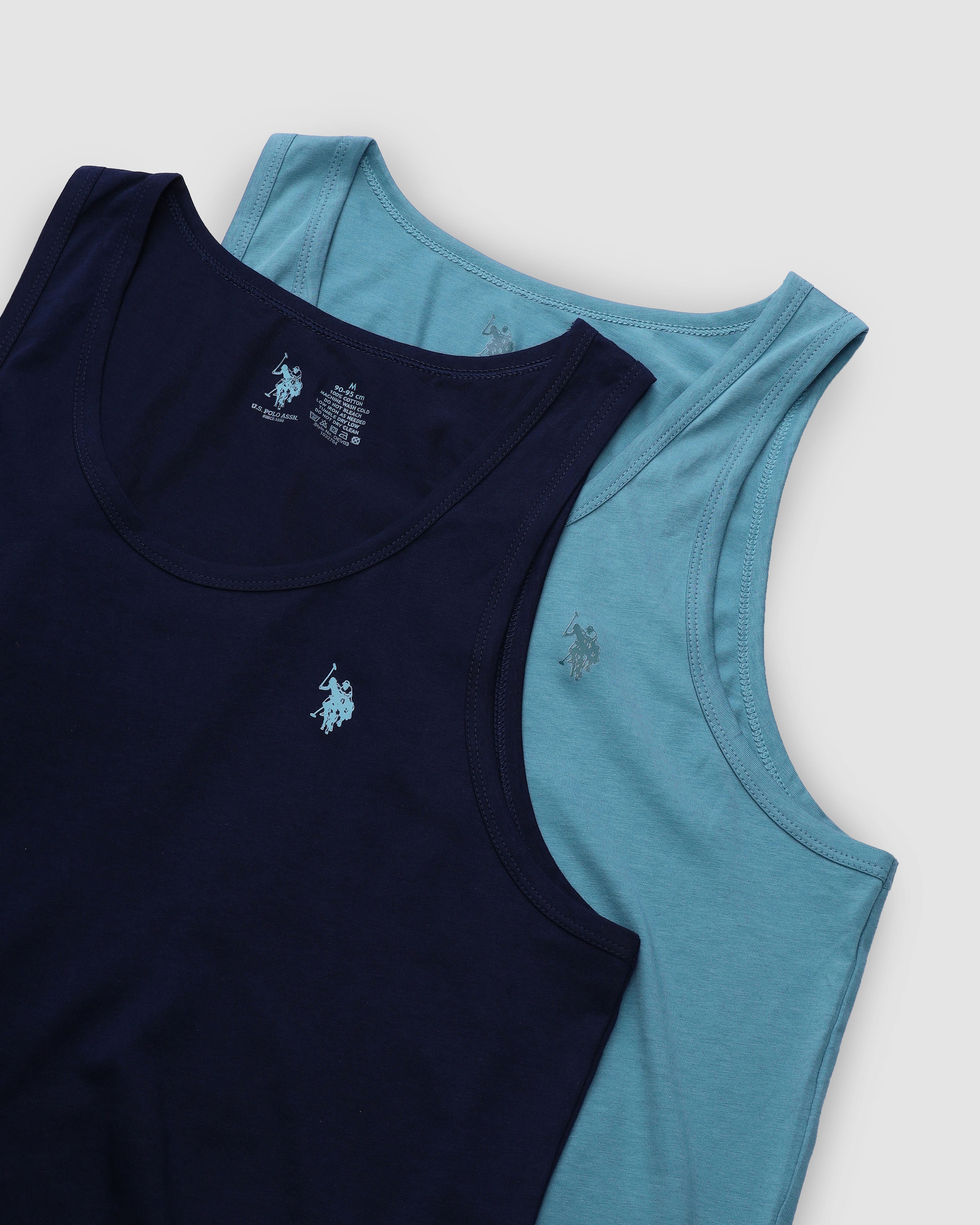 Solid Cotton OEV03 Vest - Pack Of 2 Navy and Blue - U.S. POLO ASSN. | Large