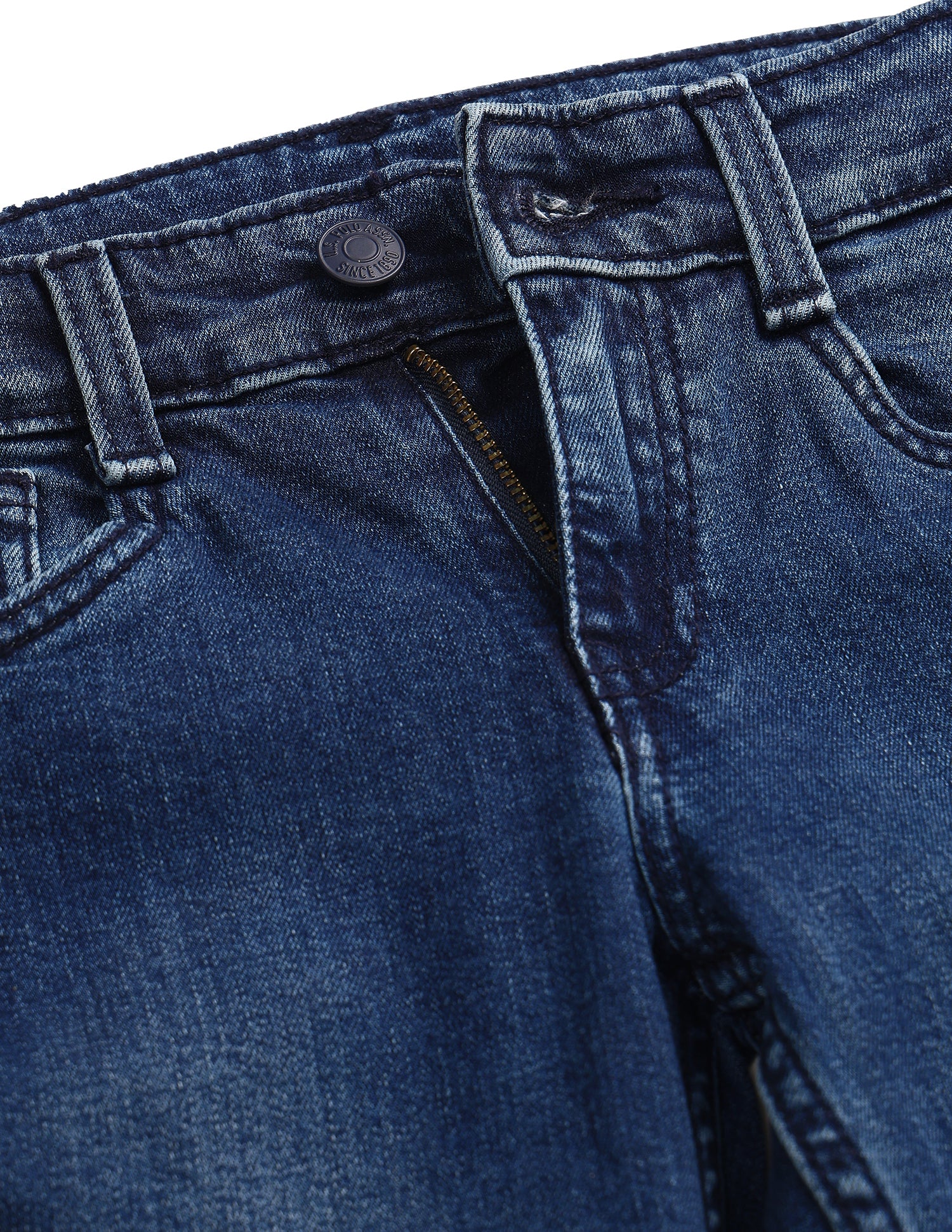 Boys Stone Washed Relaxed Fit Jeans Dark Blue - U.S. POLO ASSN. | Large