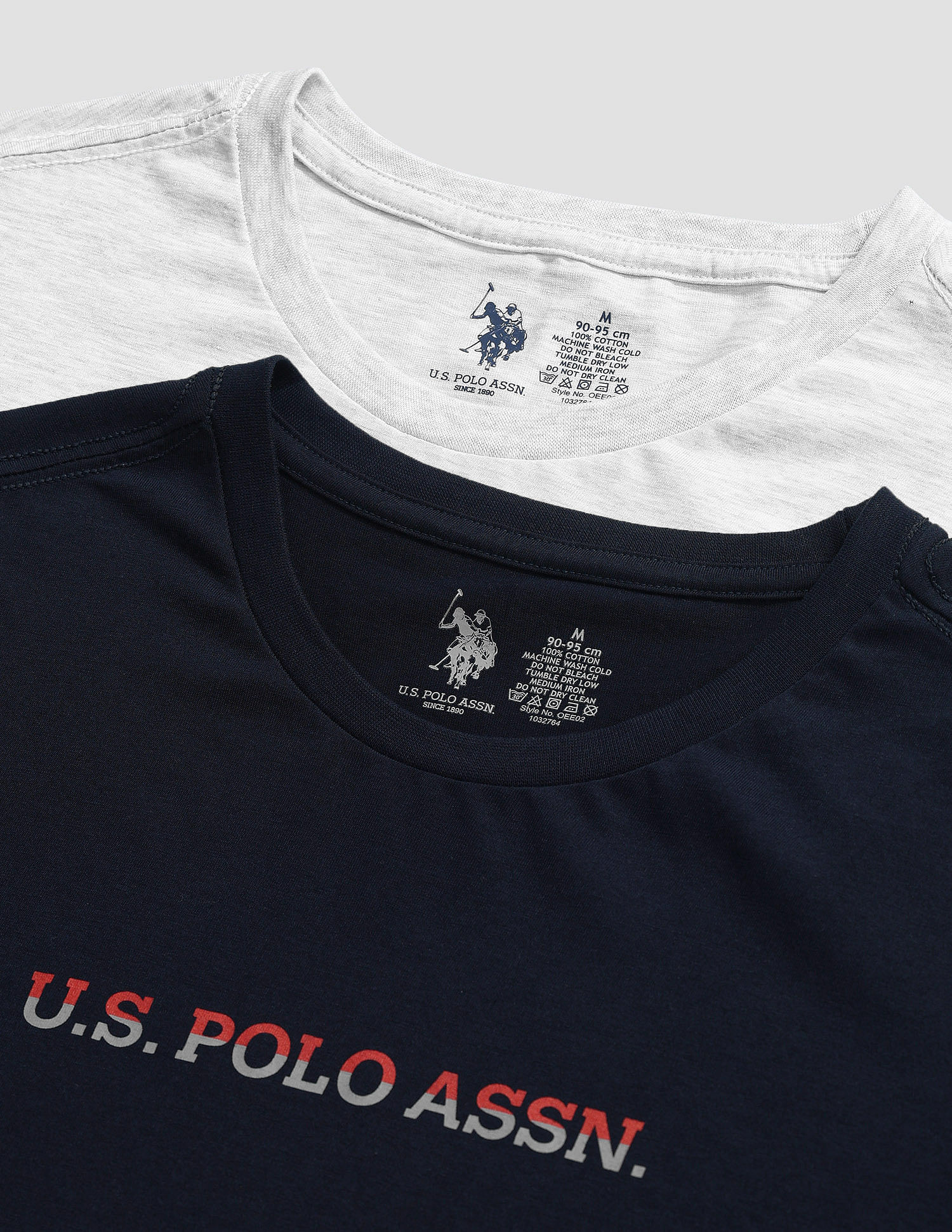 Brand Print Cotton OEE02 Lounge T-Shirt - Pack Of 2 Navy and Grey Mel - U.S. POLO ASSN. | Large