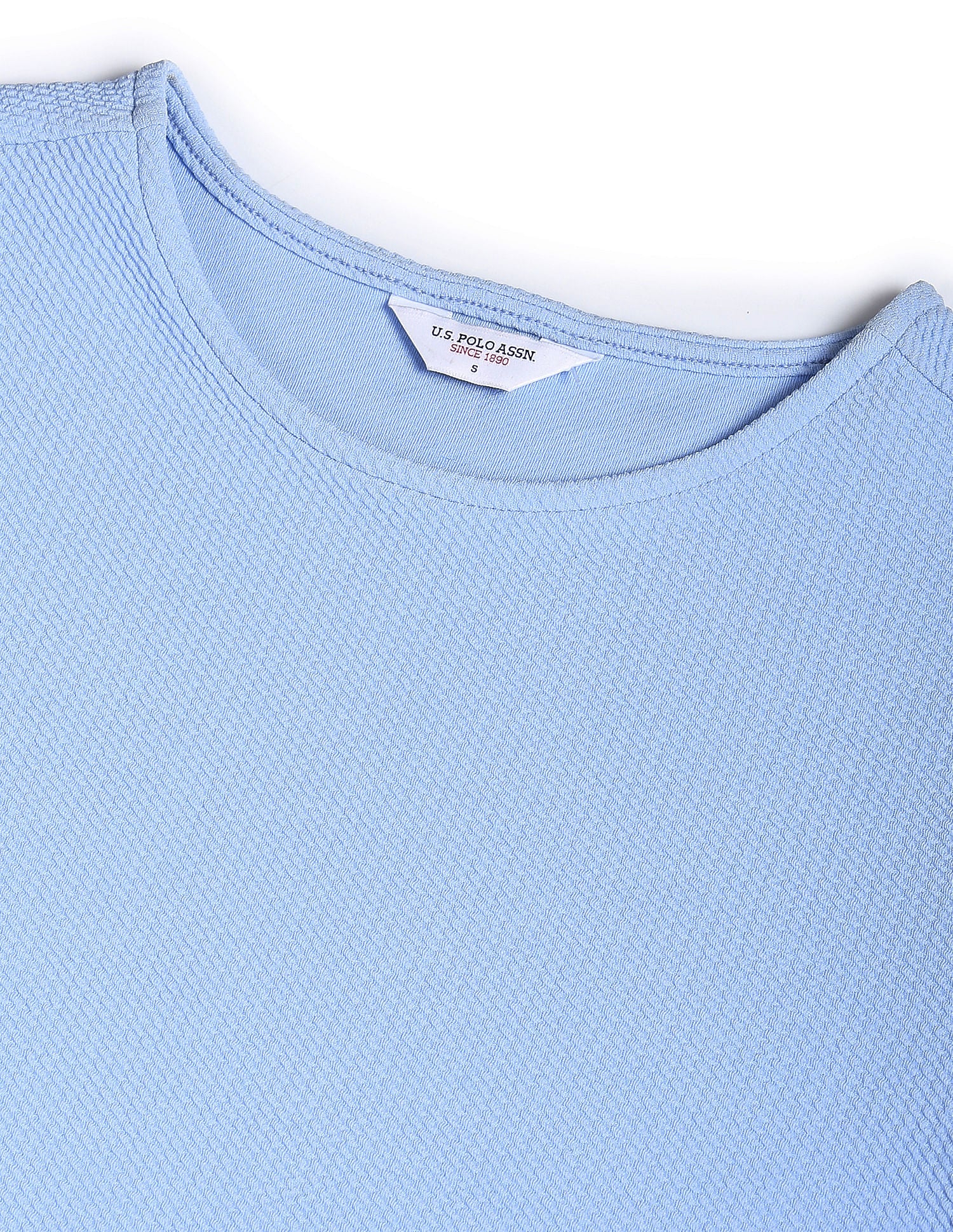 Round Neck Polyester Bodycon Dress Light Blue - U.S. Polo Assn. India | Large
