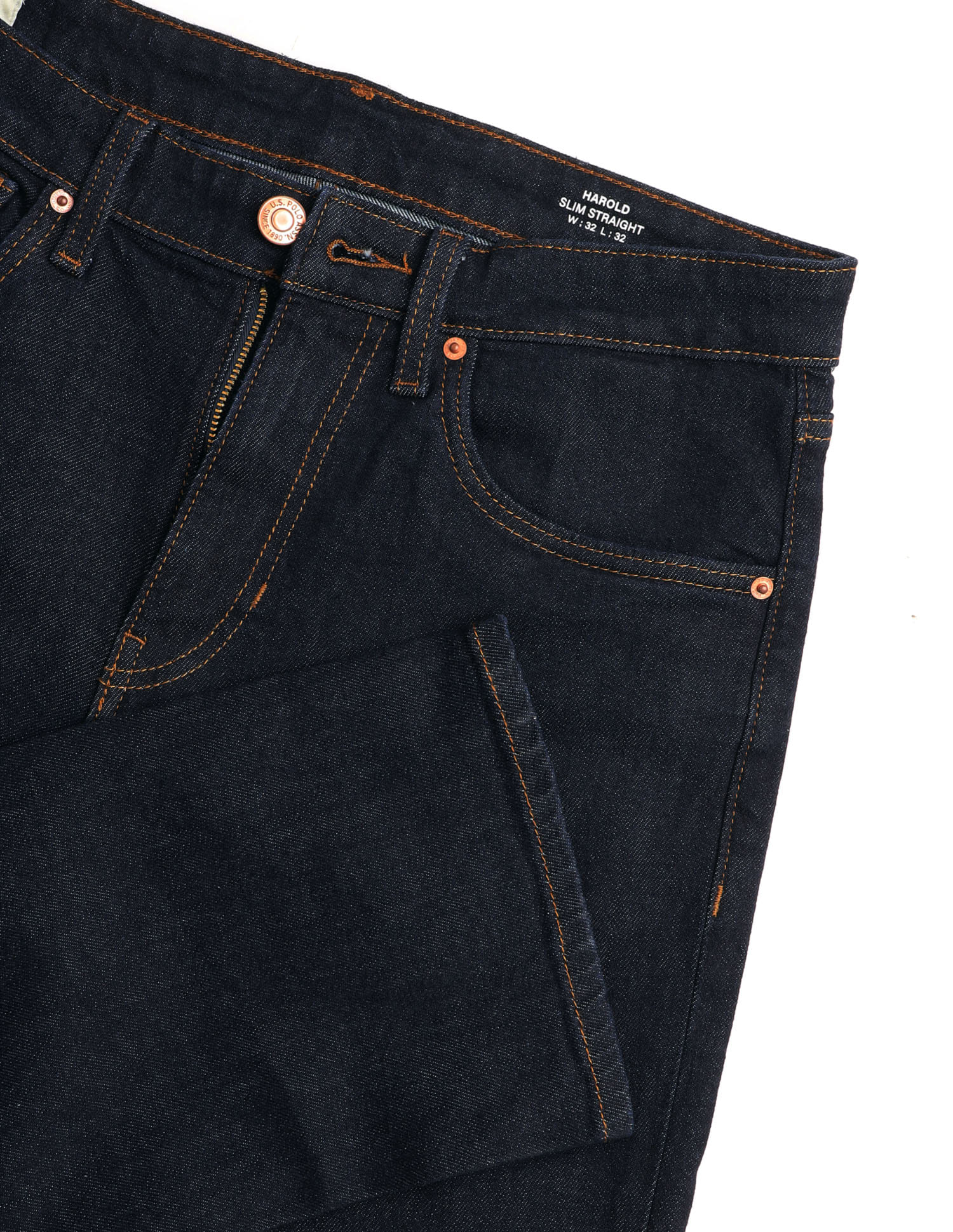 Harold Slim Straight Fit Blue Jeans Rinse Blue - U.S. Polo Assn. India | Large