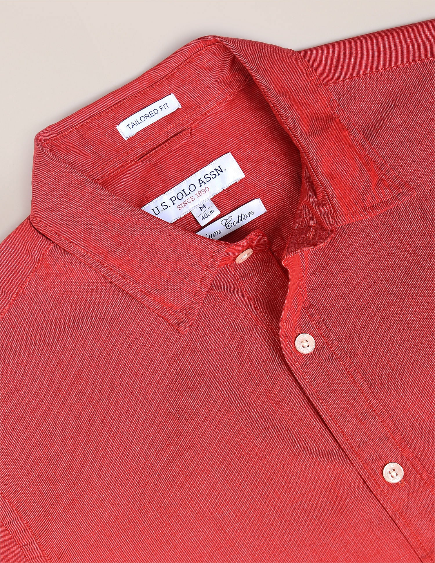Premium Cotton Patterned Shirt Red - U.S. Polo Assn. India | Large