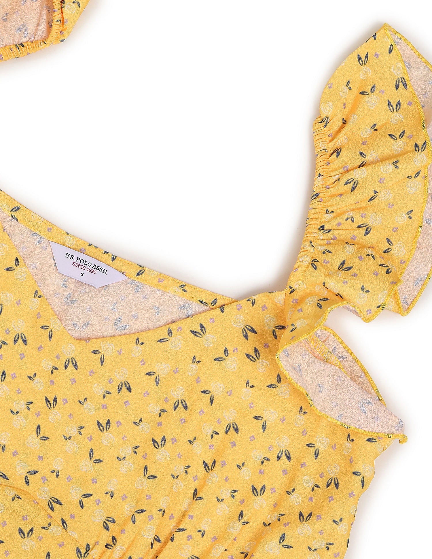 V-Neck Floral Print Slip Dress Yellow - U.S. Polo Assn. India | Large
