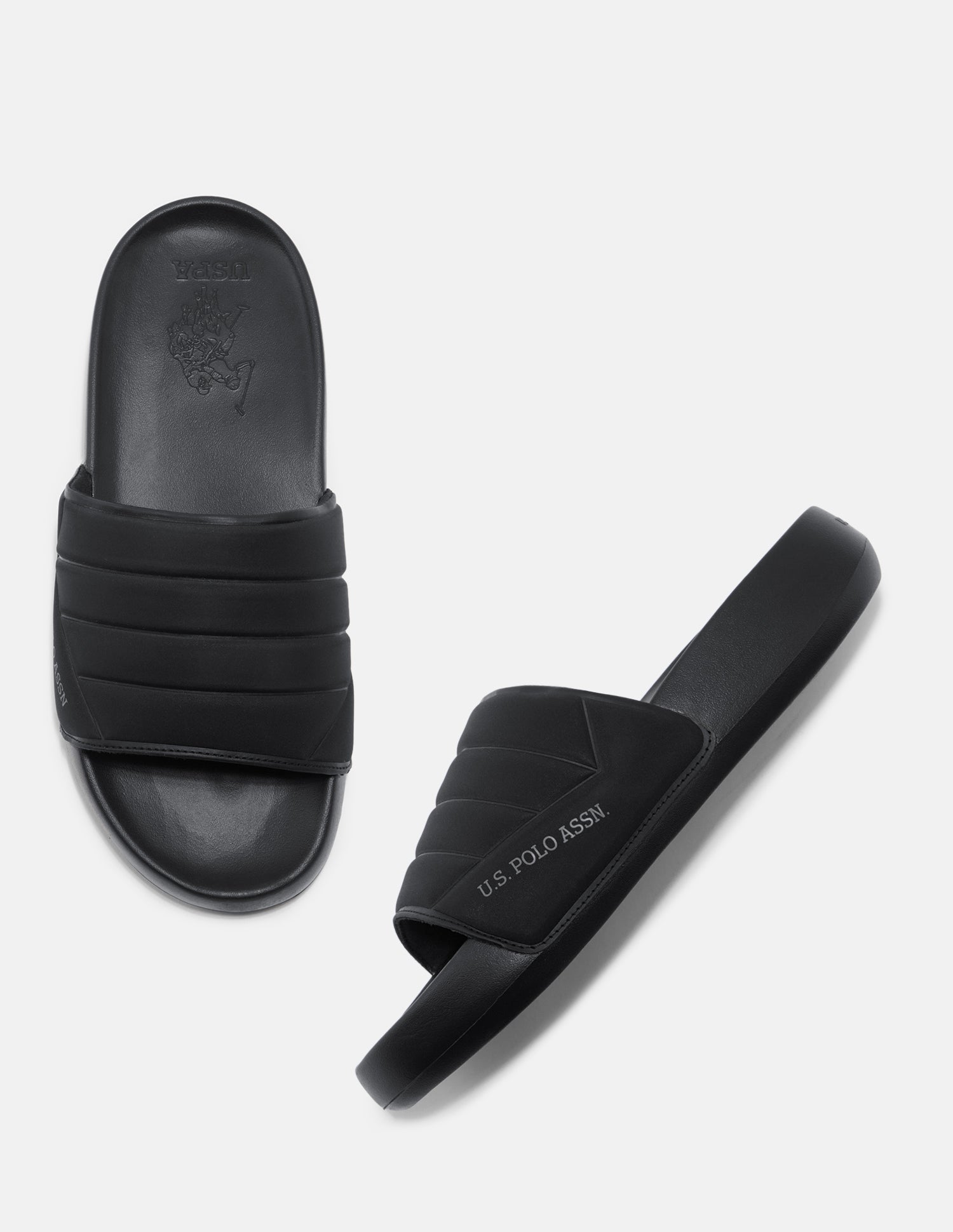 Textured Striped Gino Sliders Black - U.S. Polo Assn. India | Large