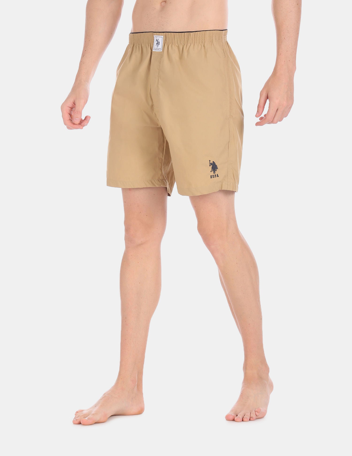 Pure Cotton Brushed Elastic I108 Boxers - Pack Of 1 Khaki - U.S. Polo Assn. India | Large