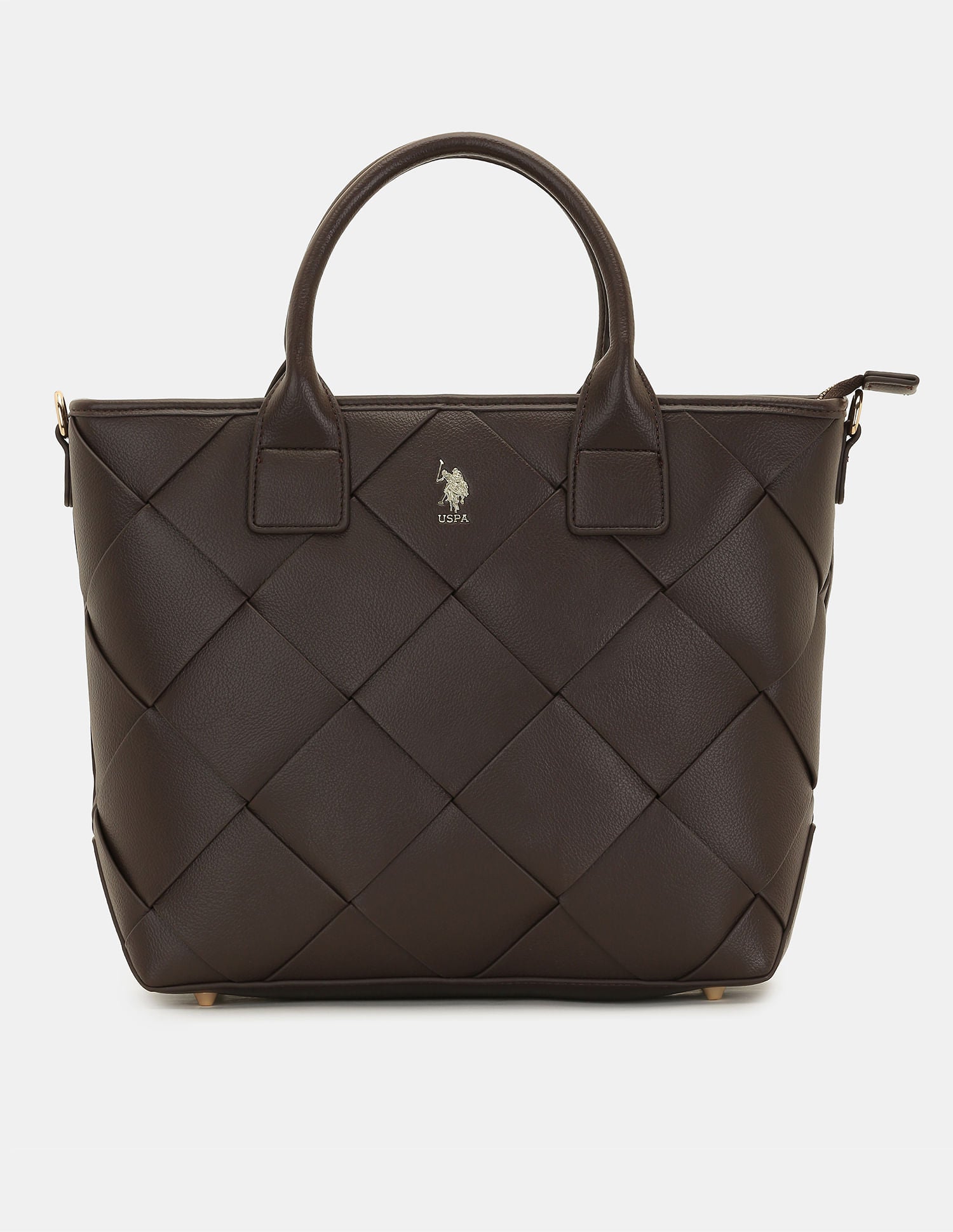 Women Bayla Textured Tote Bag with Detachable Sling Brown - U.S. POLO ASSN. | Large