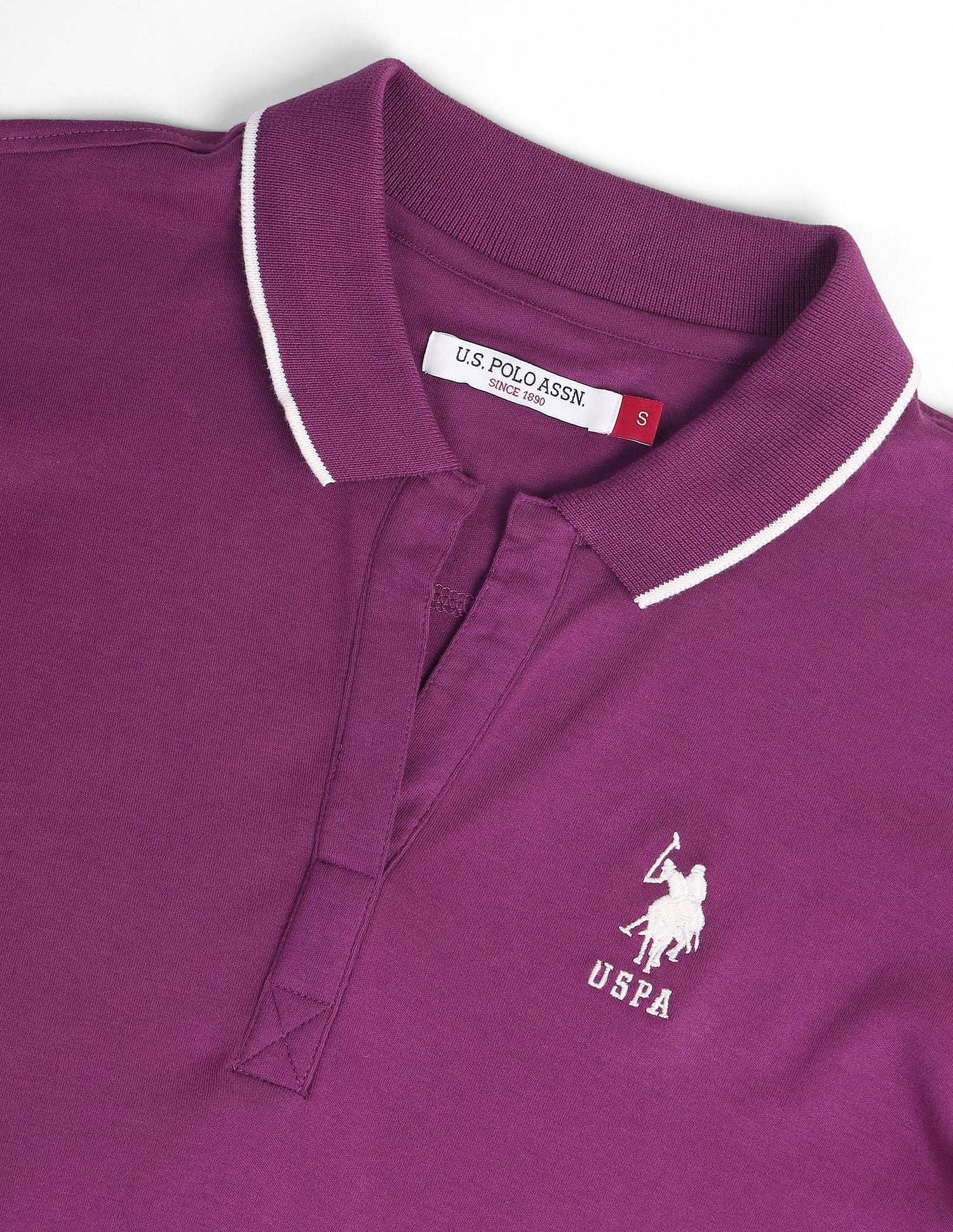 Tipped Collar Solid Polo Shirt Purple - U.S. POLO ASSN. | Large