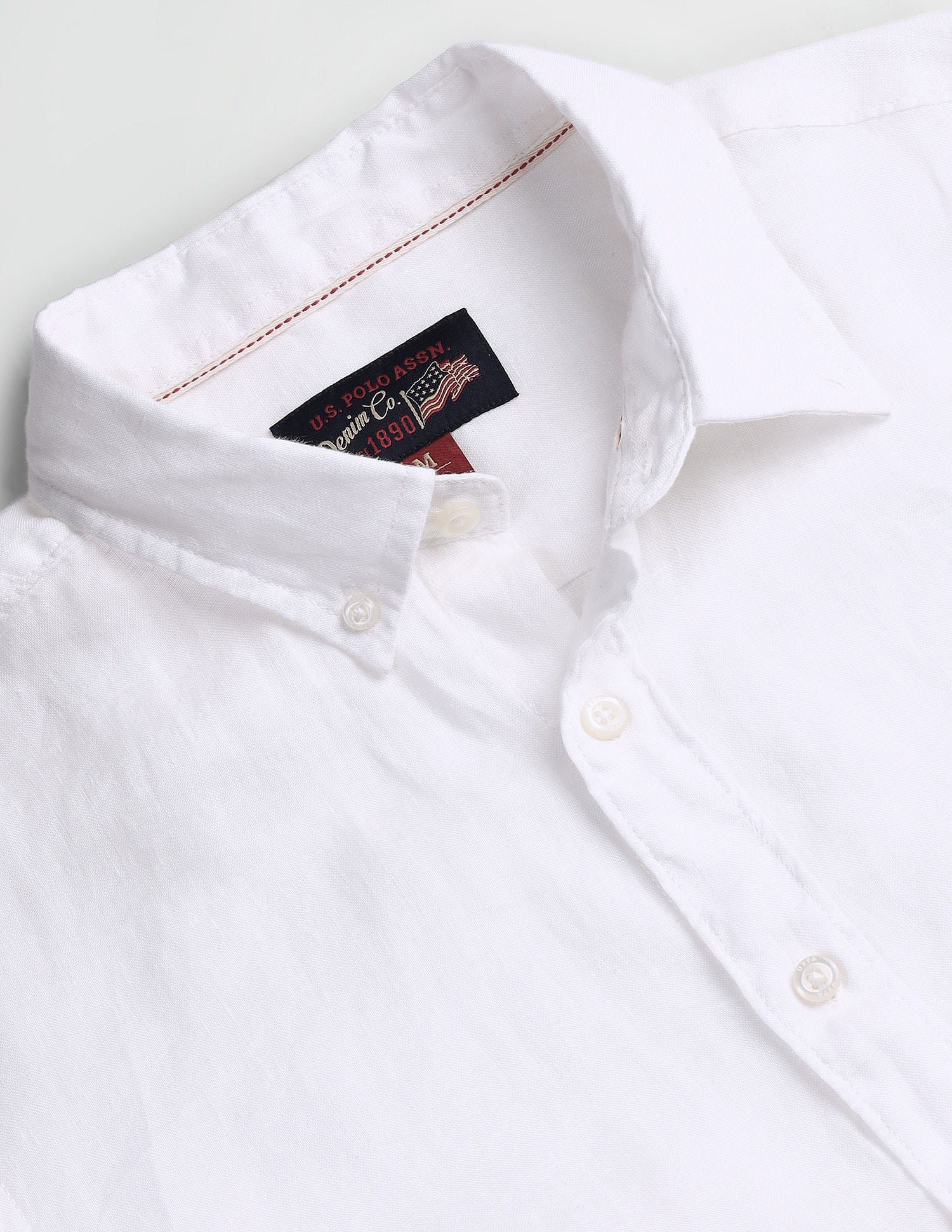 Slim Fit Solid Shirt White - U.S. Polo Assn. India | Large
