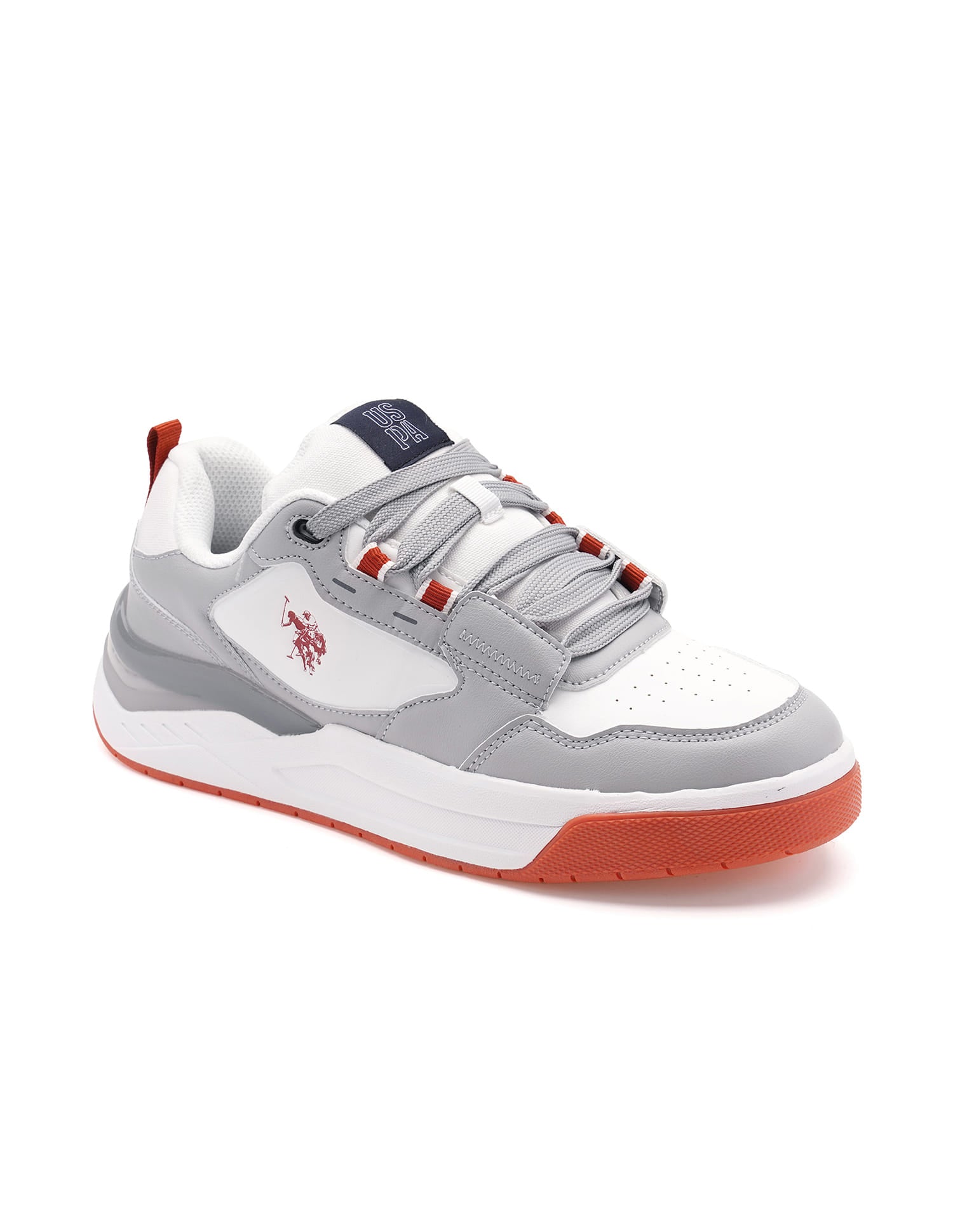 Round Toe Colourblocked Vander Sneakers Light Grey - U.S. Polo Assn. India | Large
