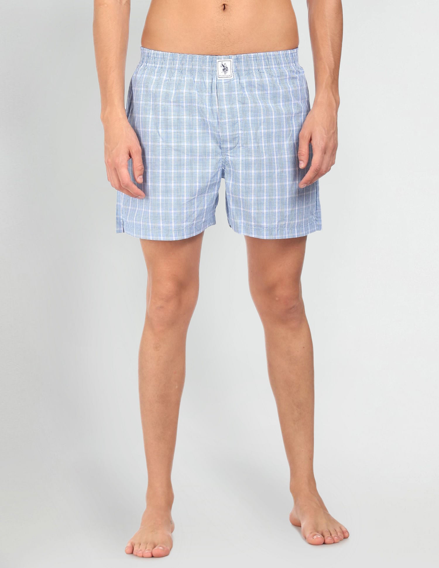 Plaid Check Pure Cotton I691 Boxers - Pack Of 2 Blue - U.S. POLO ASSN. | Large