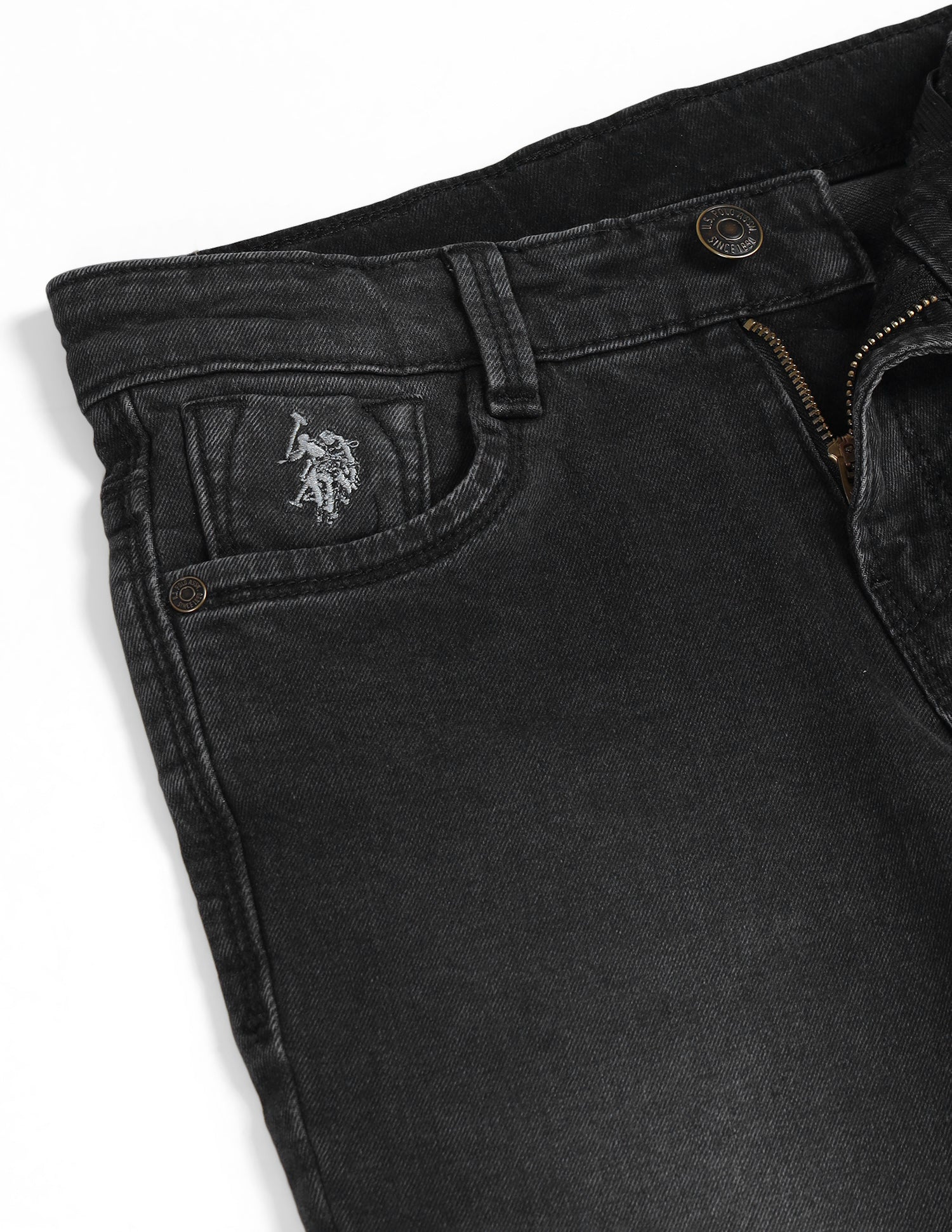 Boys Mid Rise Slim Fit Jeans Black - U.S. POLO ASSN. | Large