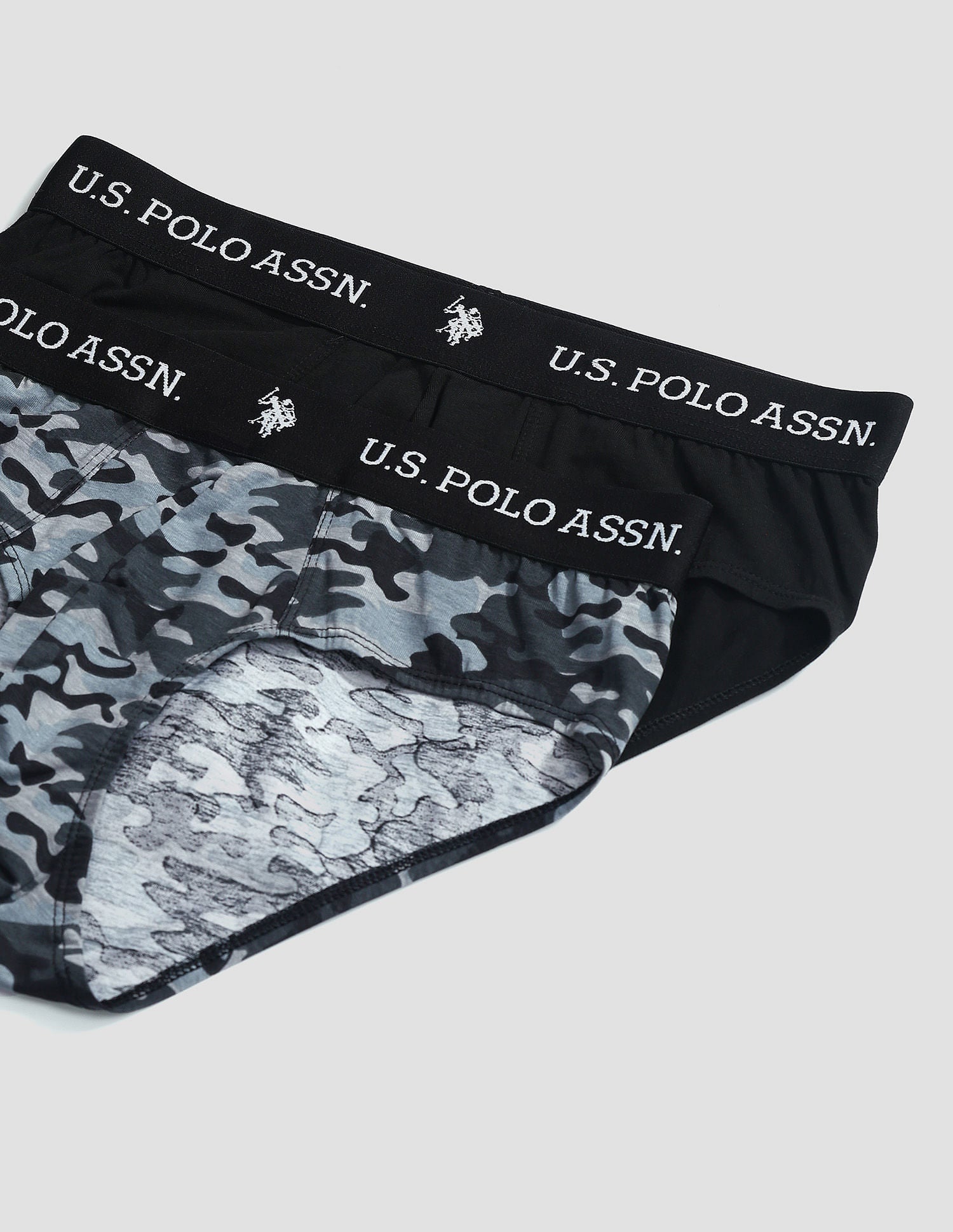 Elasticized Waist OEB09 Briefs - Pack Of 2 Camo Black and Black - U.S. POLO ASSN. | Large