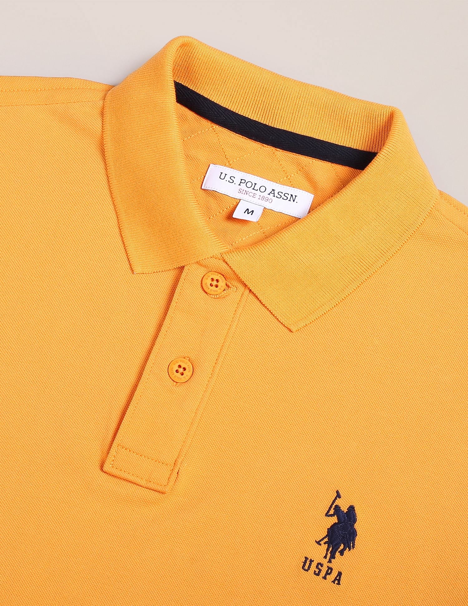 Pique Solid Polo Shirt Orange - U.S. Polo Assn. India | Large