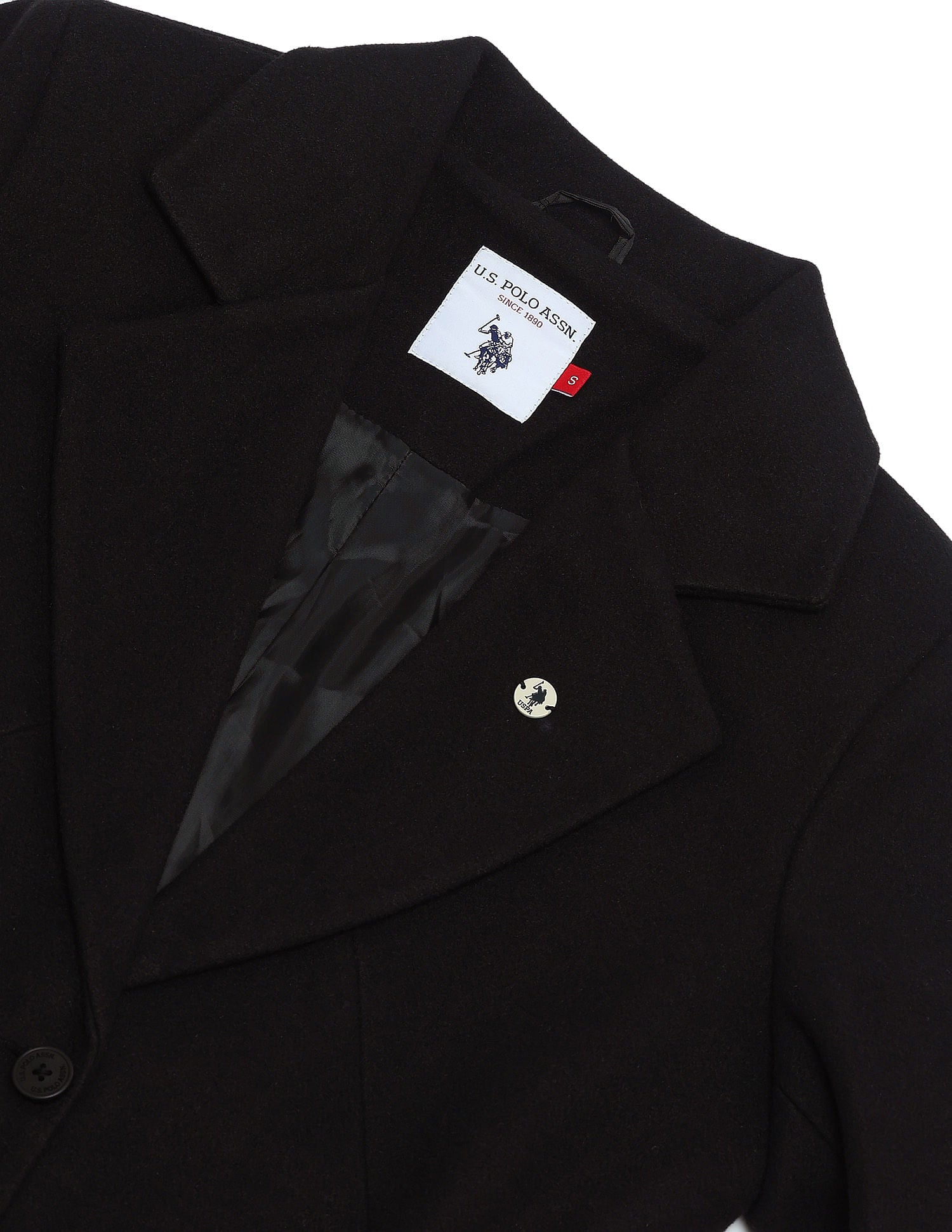Longline Solid Felt Jacket Black - U.S. POLO ASSN. | Large