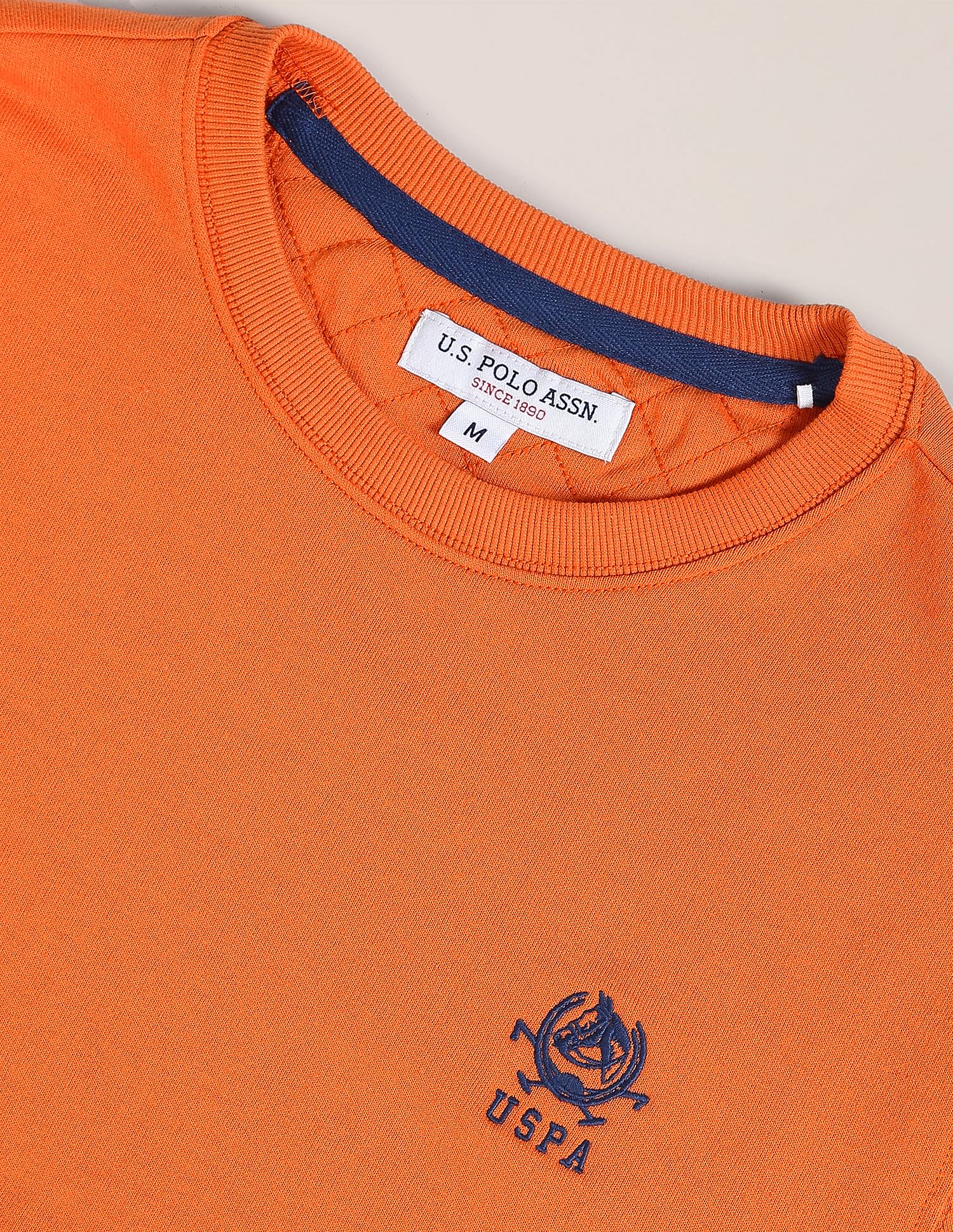 Crew Neck Solid Sweatshirt Orange - U.S. POLO ASSN. | Large