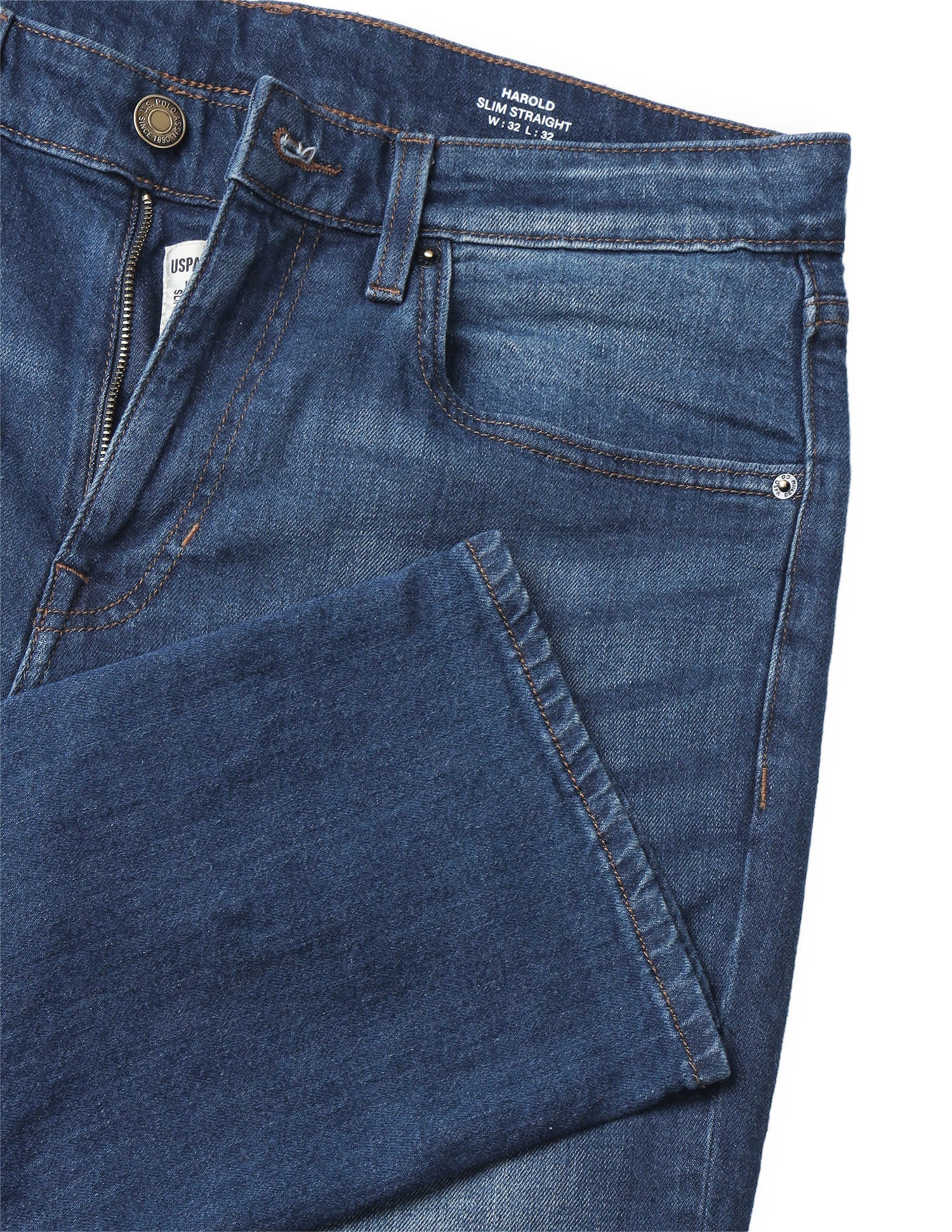 Harold Slim Straight Fit Blue Jeans Dark Blue - U.S. Polo Assn. India | Large