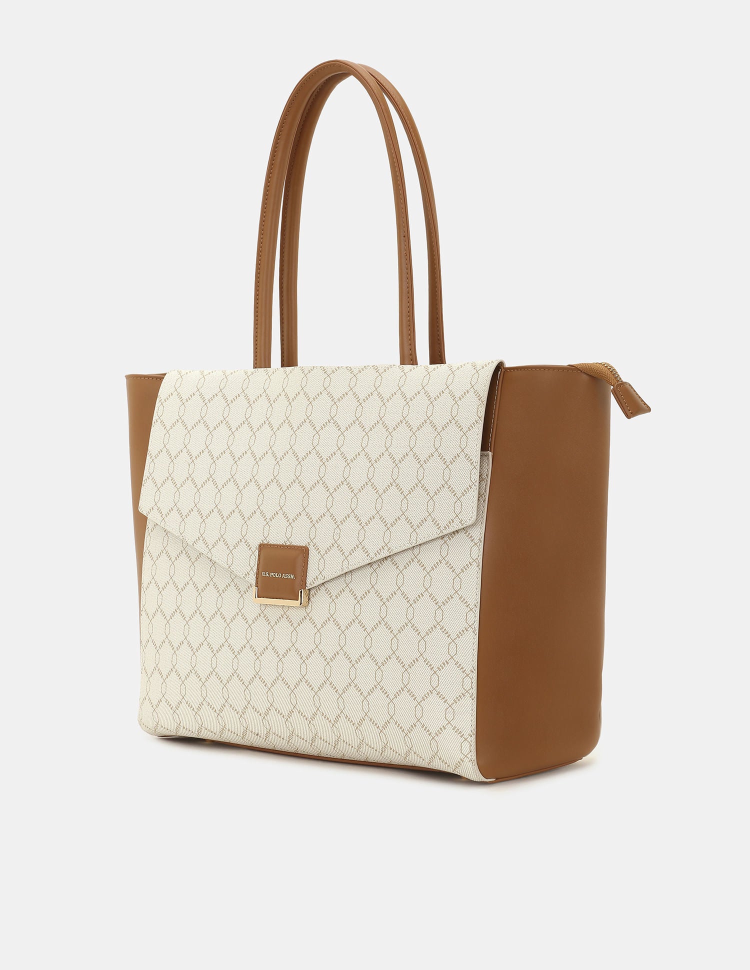 Women Belle monogram Statement Tote Bag Beige - U.S. POLO ASSN. | Large
