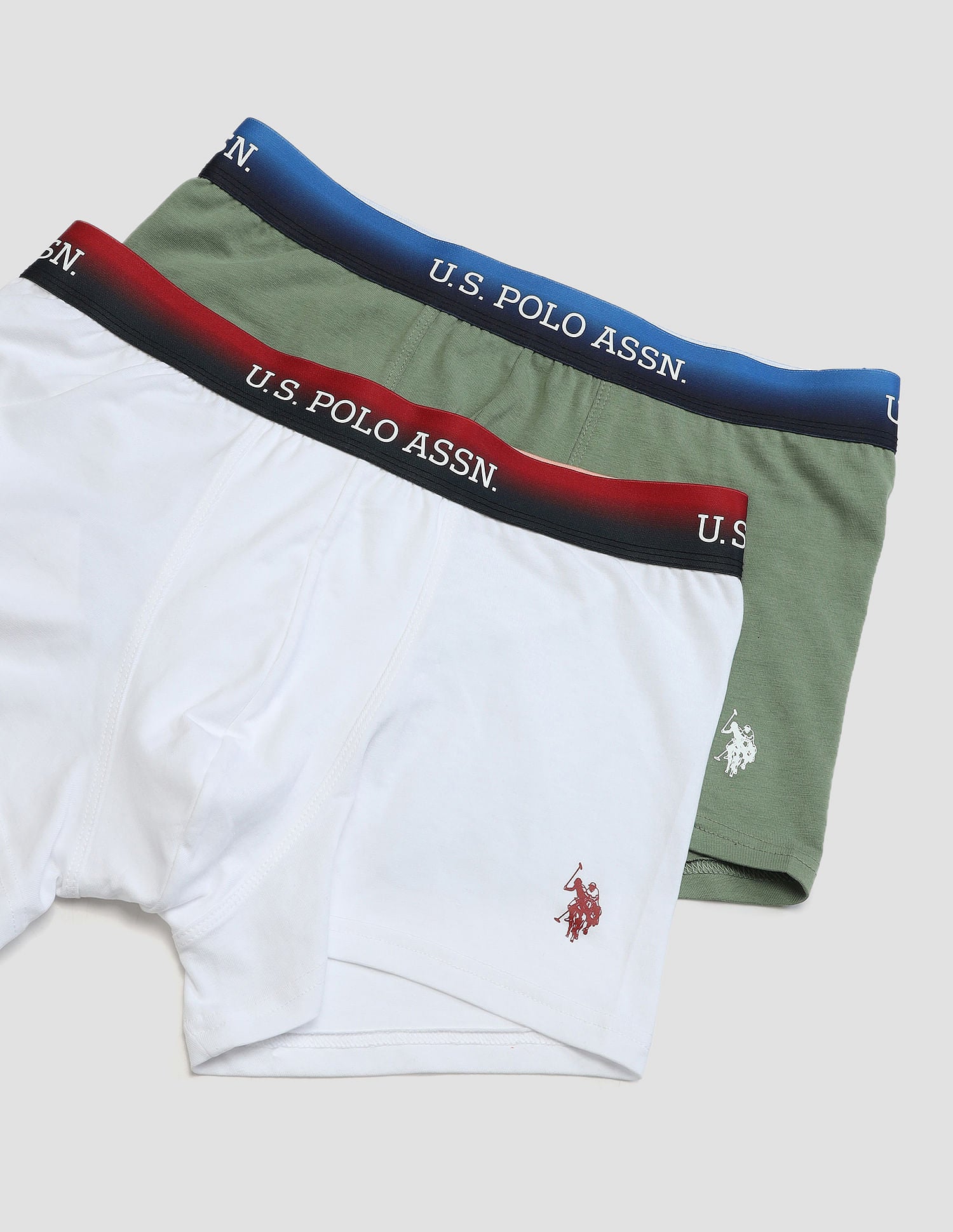 Ombre Waistband Solid OET05 Trunks - Pack Of 2 White and Green - U.S. POLO ASSN. | Large