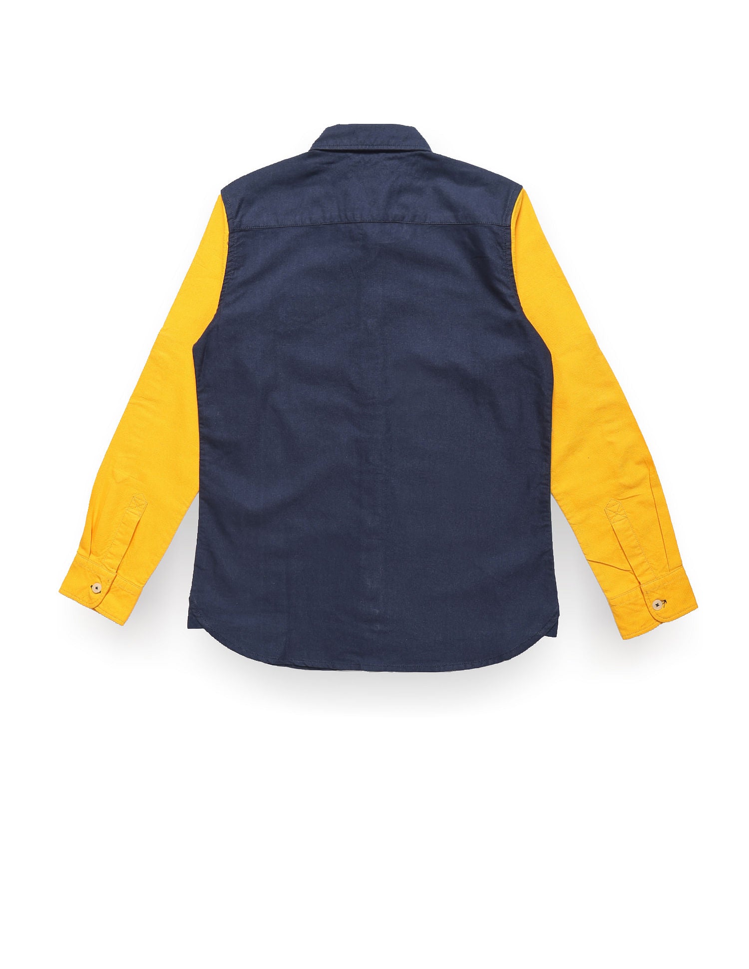Button Down Collar Colour Block Shirt Yellow, Navy and Green - U.S. POLO ASSN. | Large