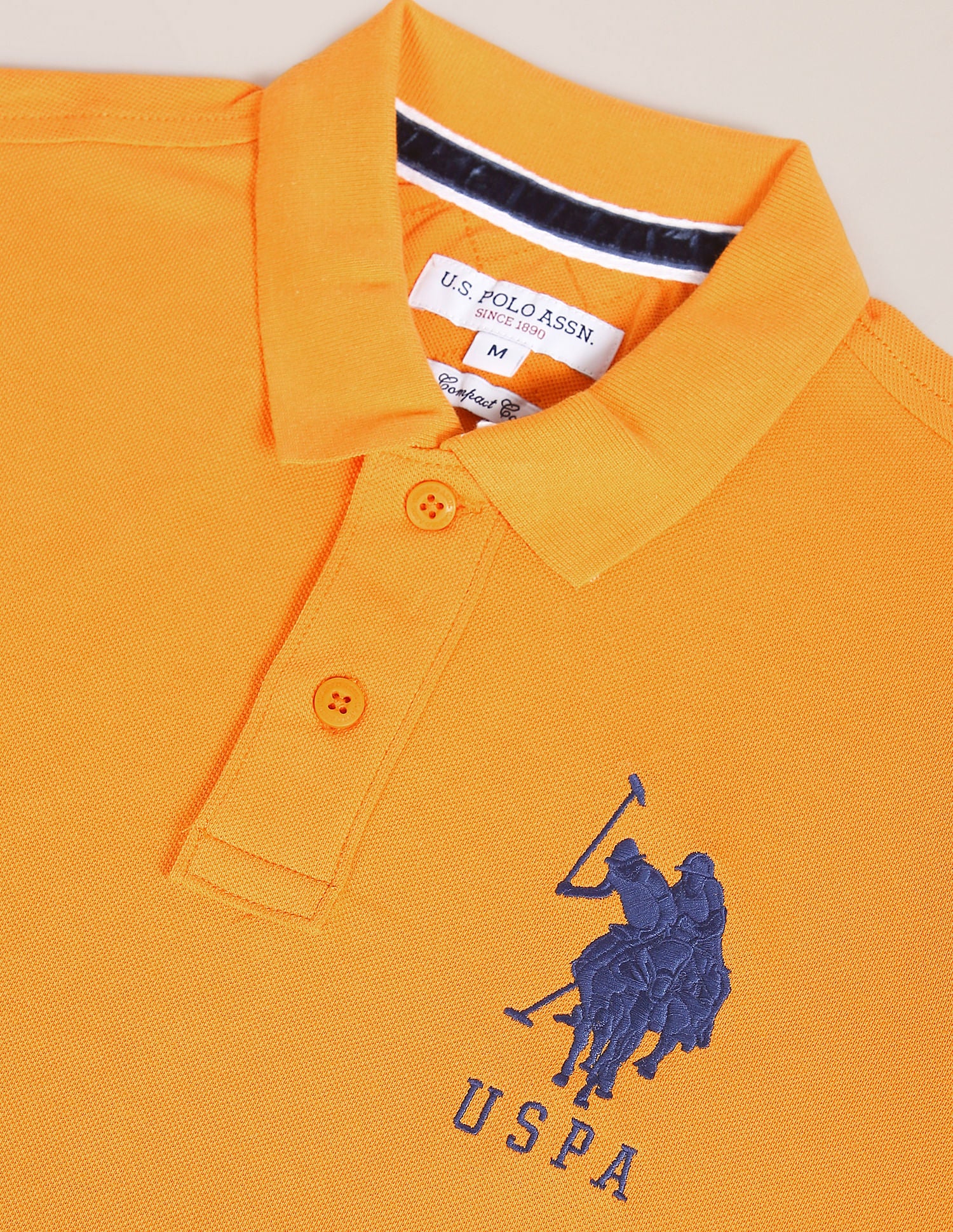 Compact Cotton Logo Polo Shirt Orange - U.S. POLO ASSN. | Large