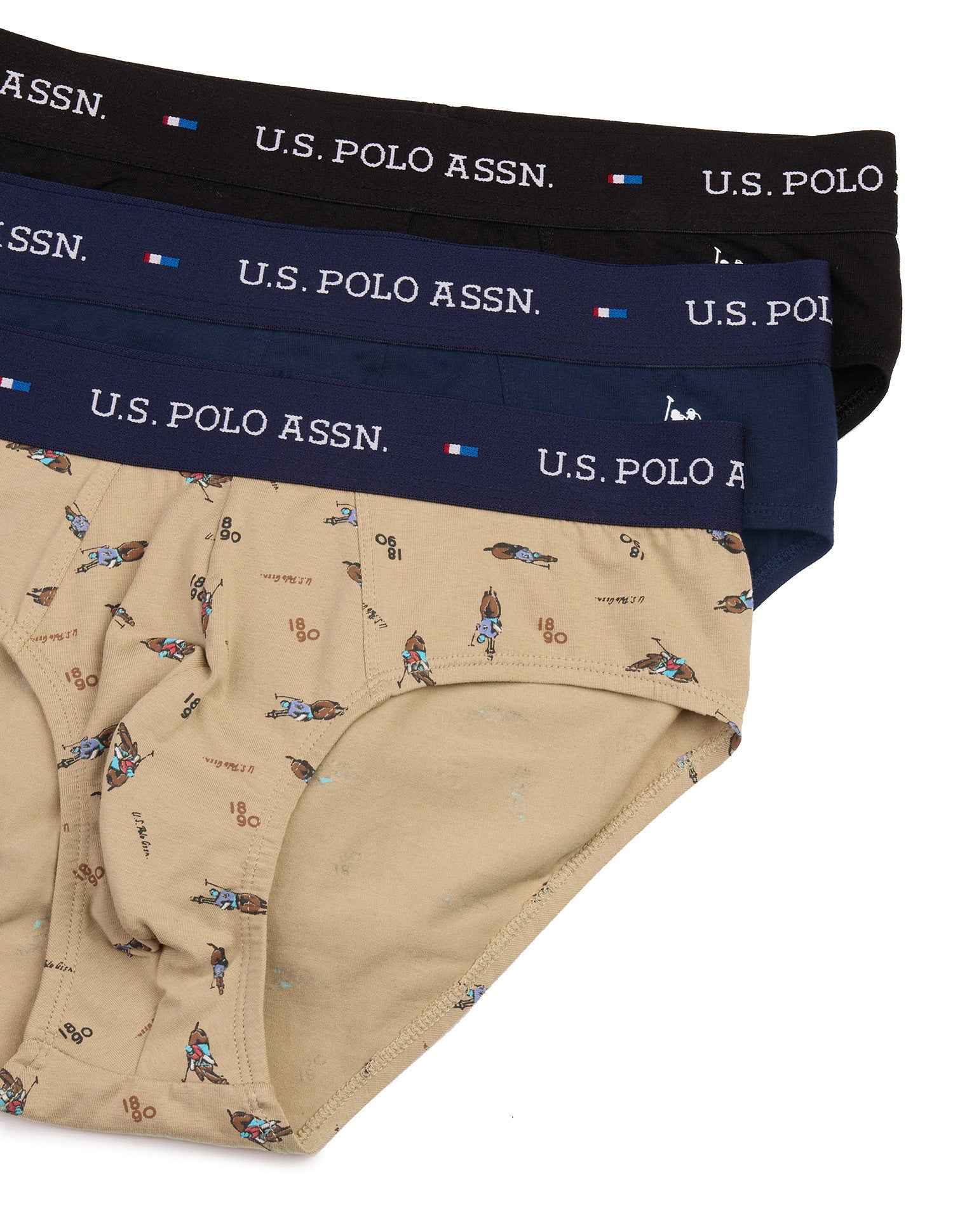 Breathable Cotton Stretch OEB25 Briefs - Pack of 3 Navy | Curds | Black - U.S. Polo Assn. India | Large