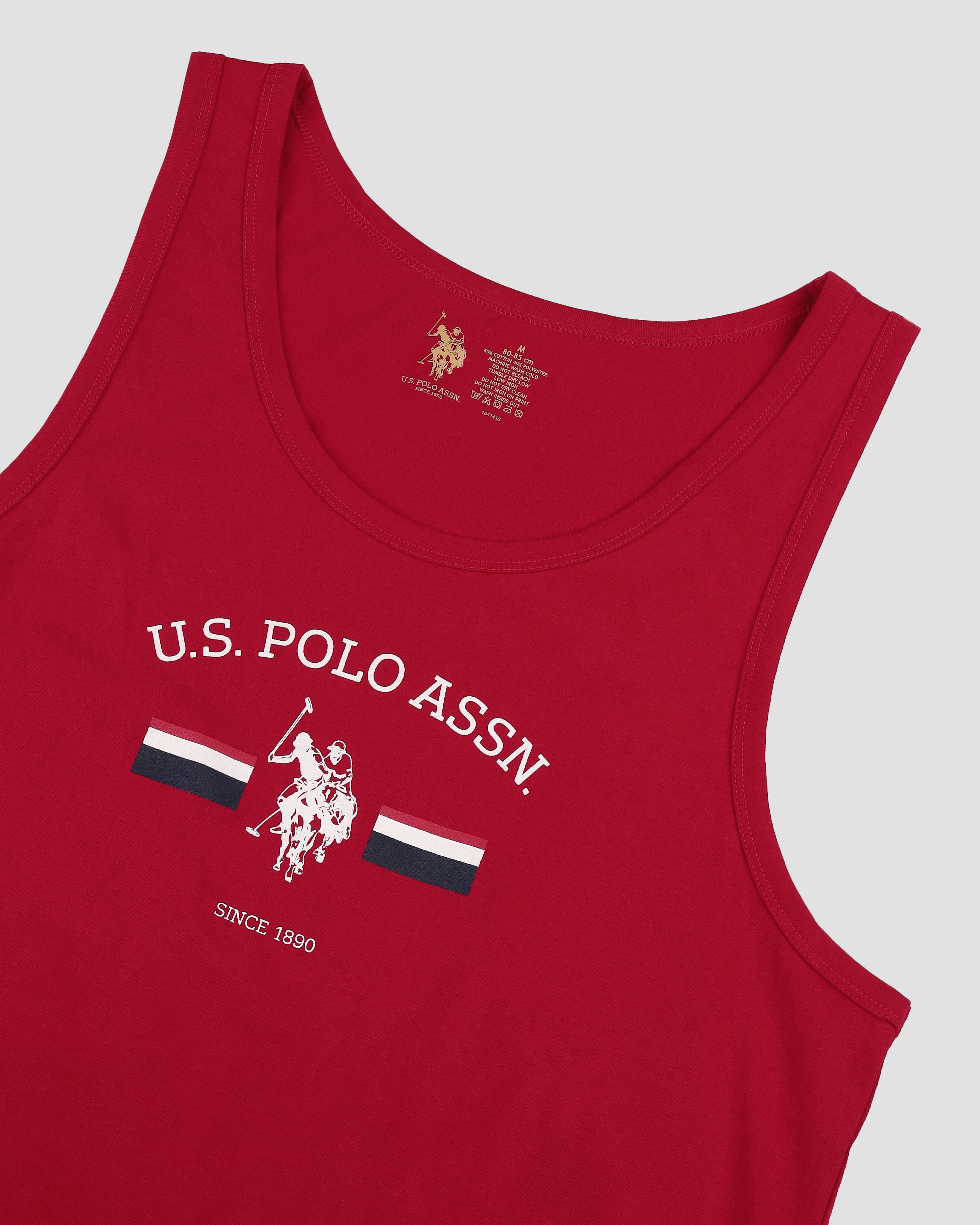 Brand Print Cotton OEV02 Vest - Pack Of 1 Red - U.S. POLO ASSN. | Large