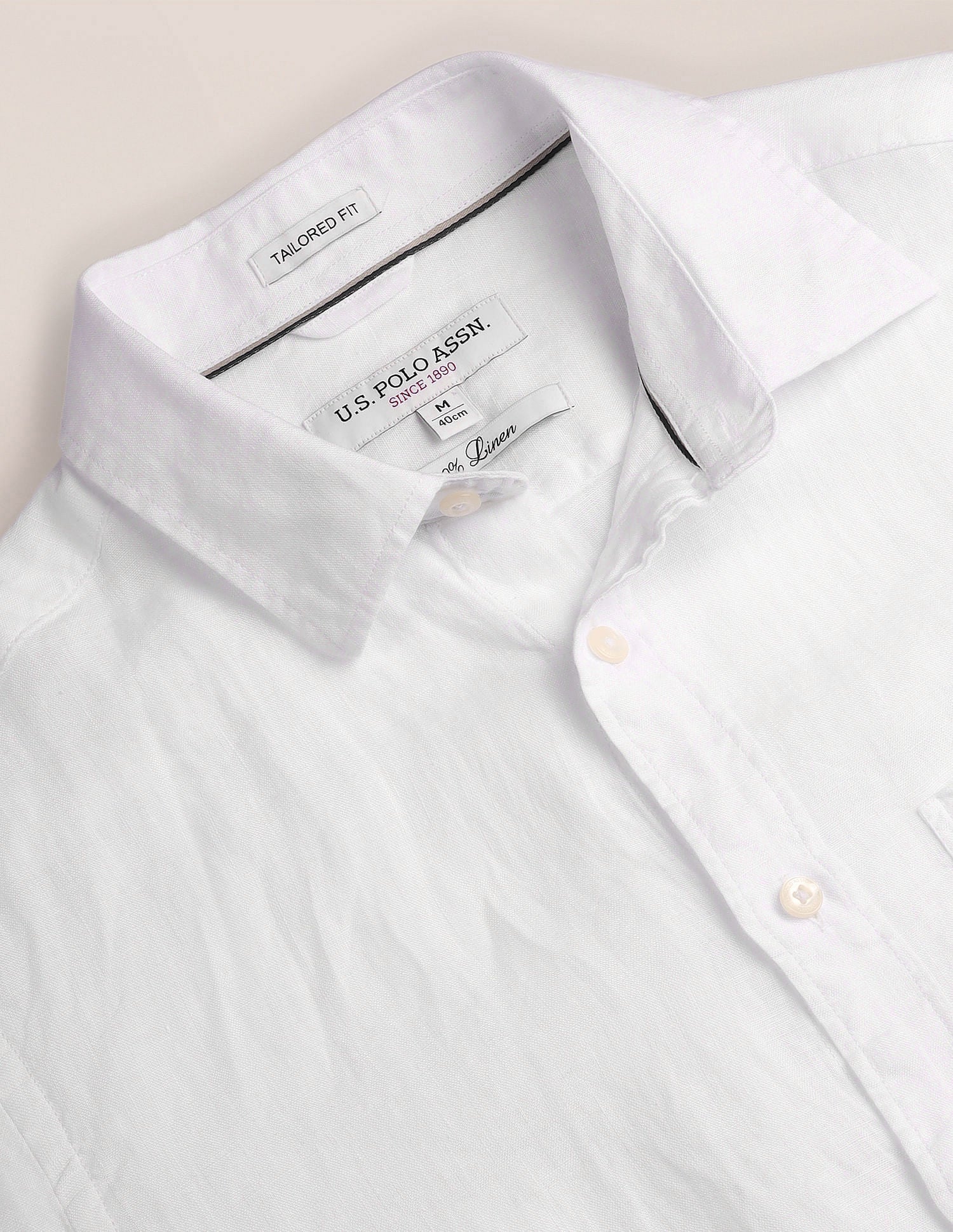 Tailored Fit Linen Shirt White - U.S. POLO ASSN. | Large