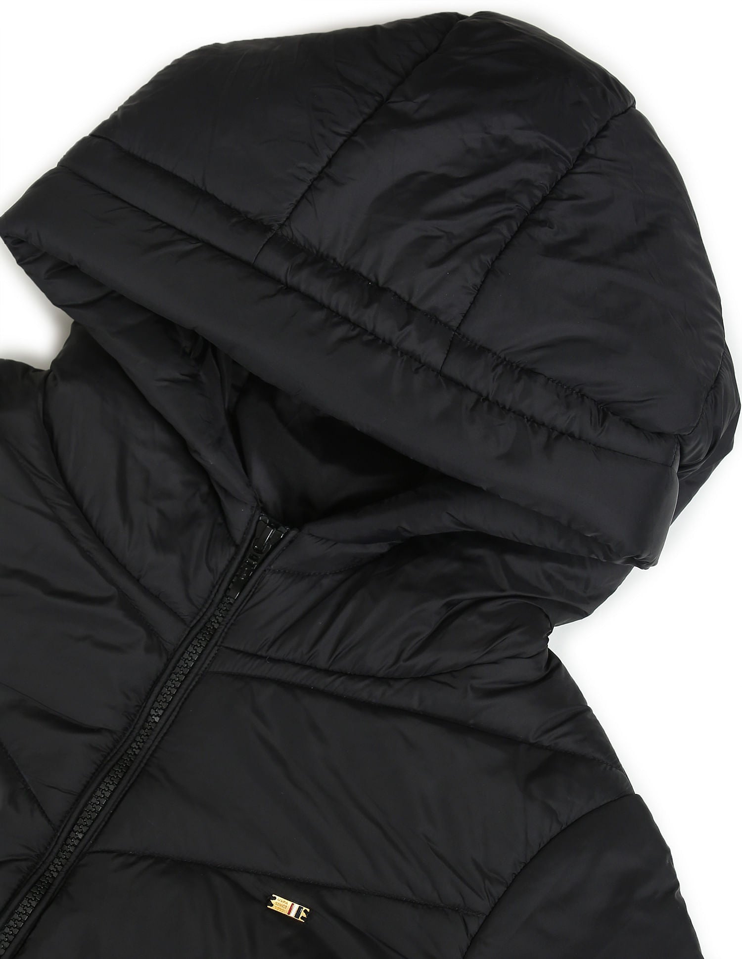 Longline Puffer Hooded Jacket Black - U.S. POLO ASSN. | Large