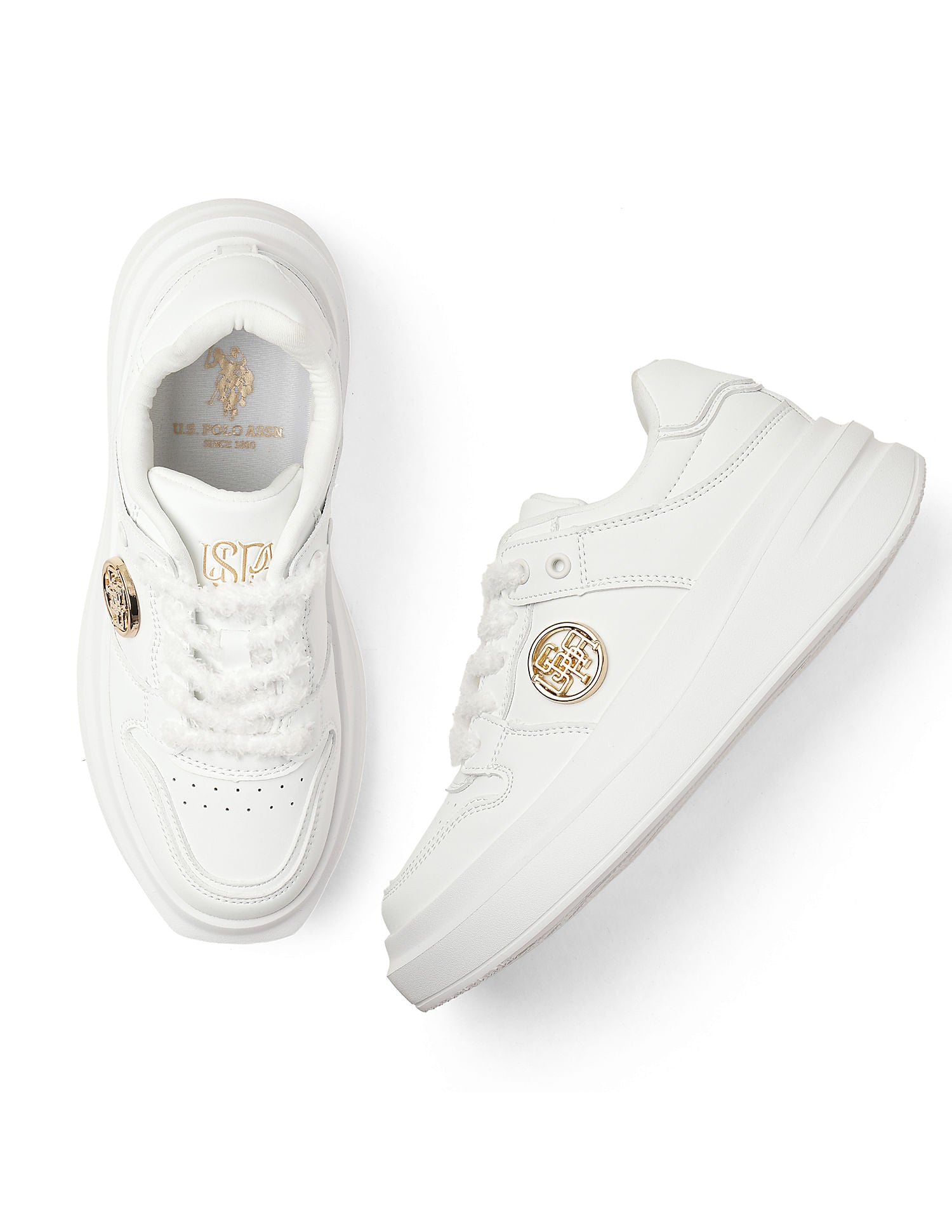 Textured Burna Metallic Logo Sneakers White - U.S. POLO ASSN. | Large