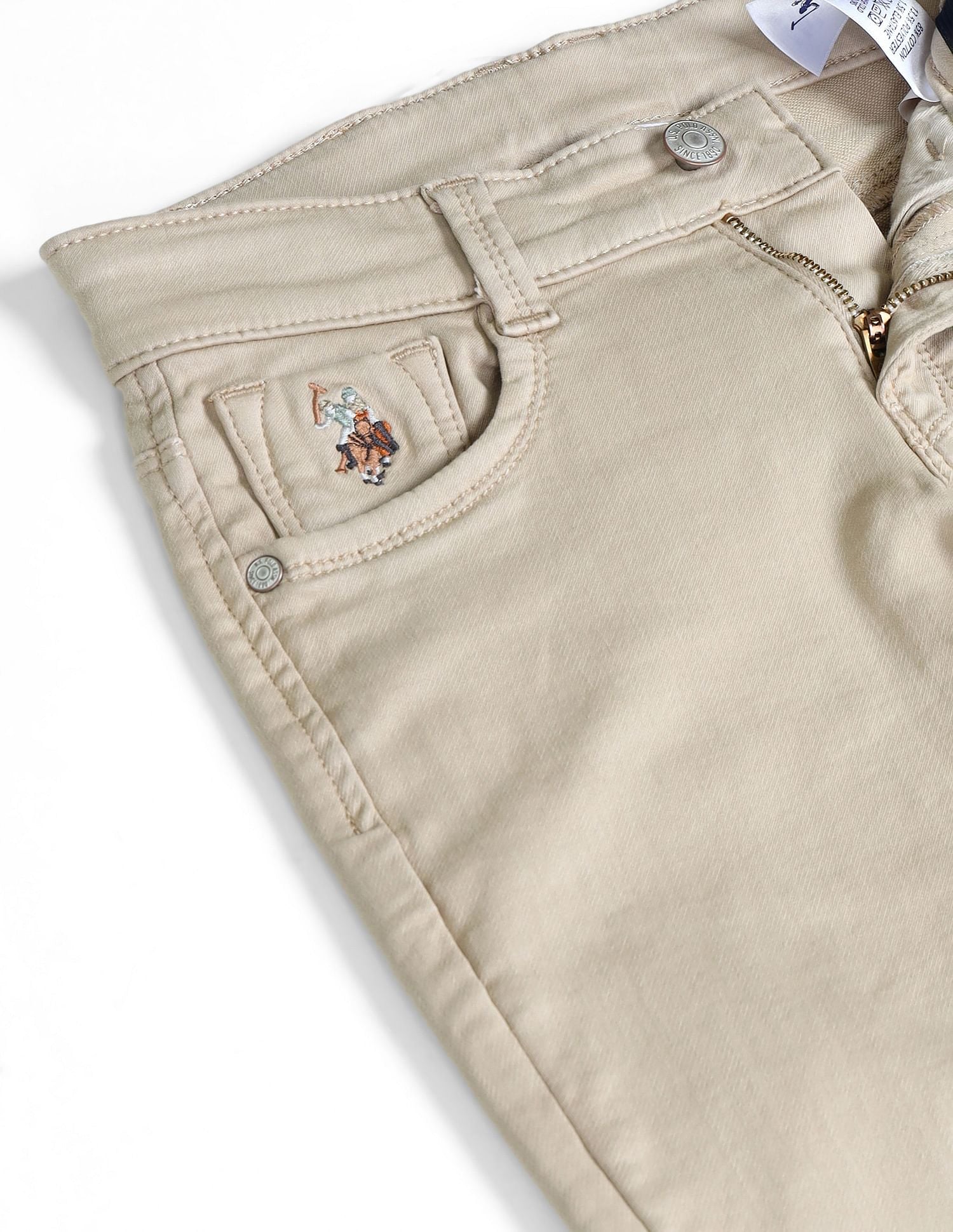 Boys Slim Fit Mid Rise Jeans Beige - U.S. POLO ASSN. | Large