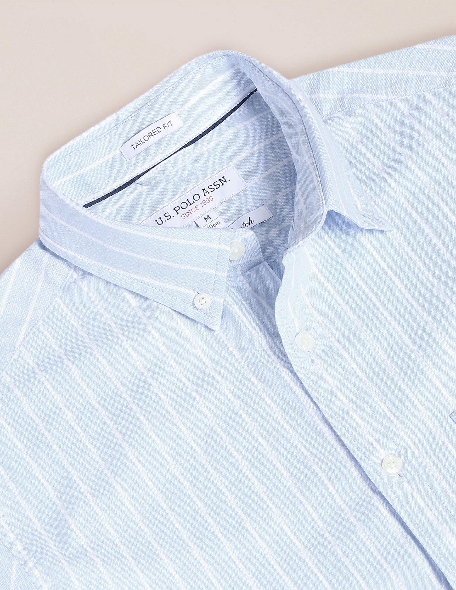 Cotton Stretch Tailored Fit Shirt Blue - U.S. Polo Assn. India | Large