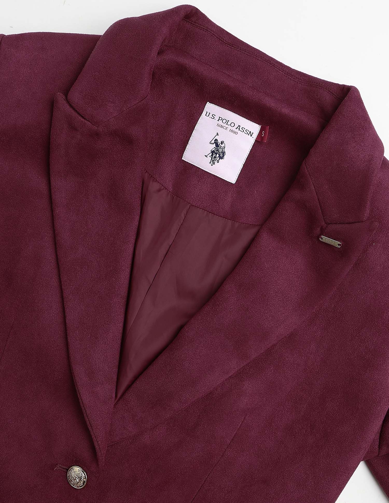 Solid Regular Fit Notch Lapel Blazer Red - U.S. POLO ASSN. | Large