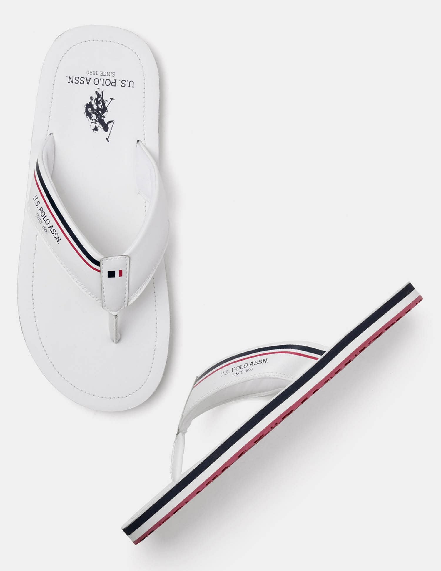 Men Nesta Striped Flip Flops White - U.S. POLO ASSN. | Large