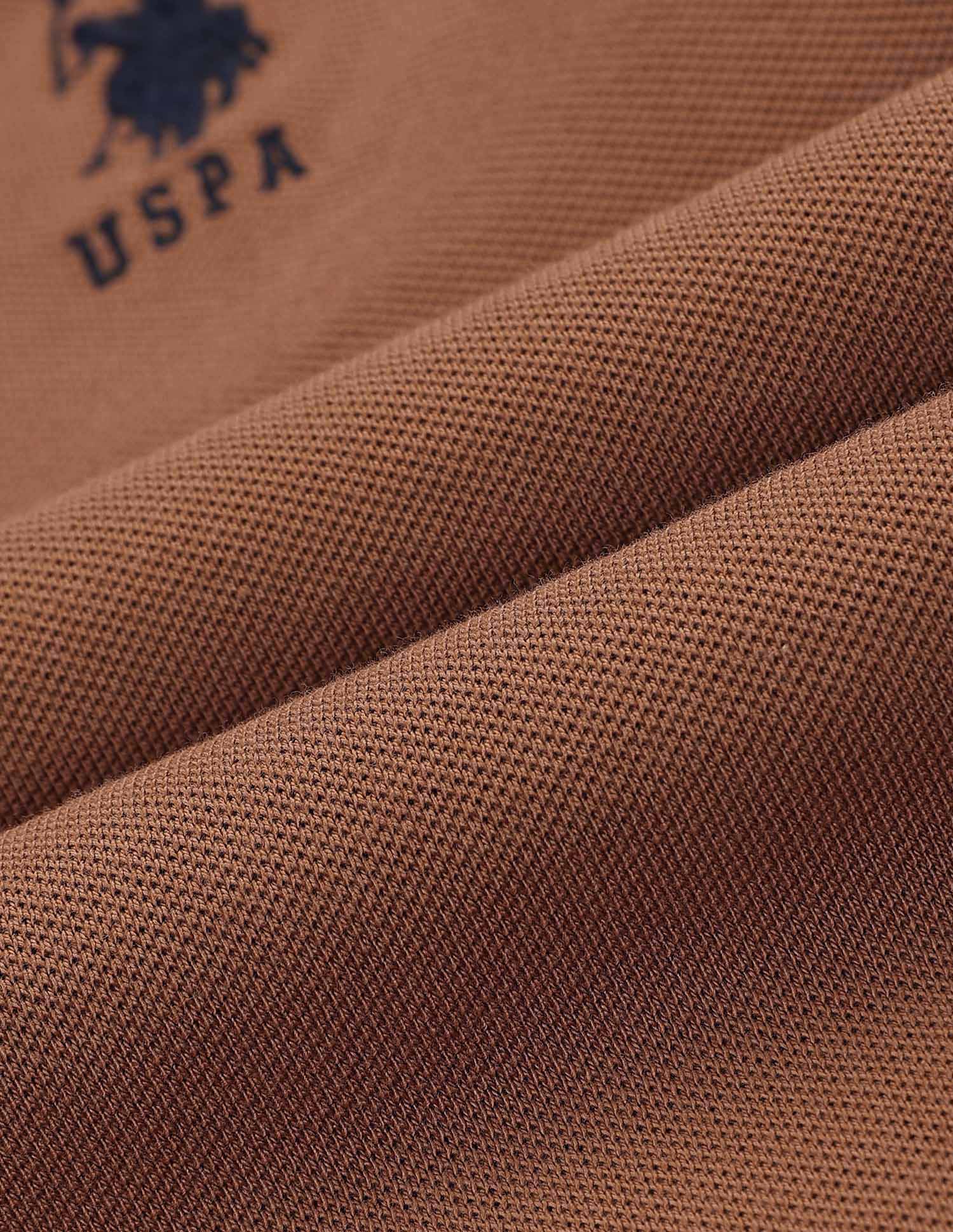 Pure Cotton Slim Fit Polo Shirt Light Brown - U.S. Polo Assn. India | Large